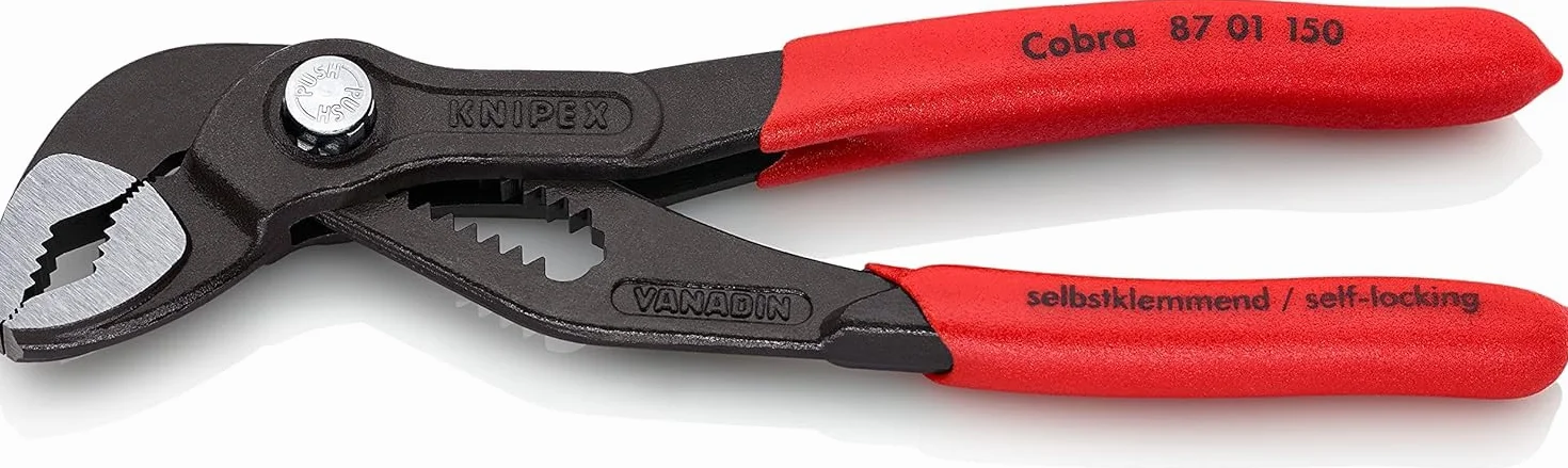 KNIPEX Cobra Szczypce nastawne do rur nowej generacji fosforanowana, szara pokryte antypoślizgowym tworzywem sztucznym 150 mm, 87 01 150