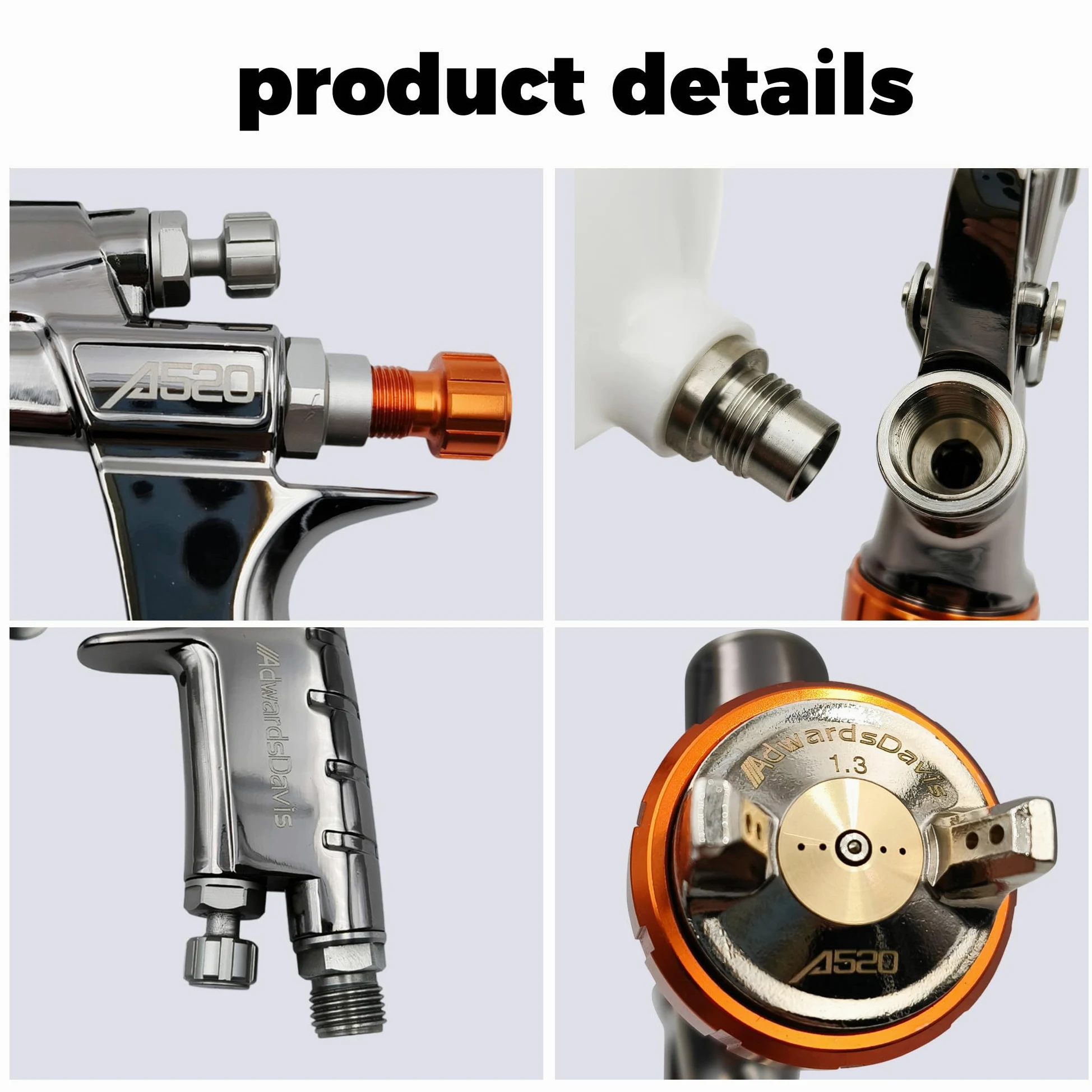 Pistolet Lakierniczy Powietrzny, Pistolet Natryskowy Powietrza, 600 ml Kubki do farby, Pistolet natryskowy z kubkiem, Pistolet do Malowania Drewna, do Malowania Domów, Samochodów, Mebli 1.3mm