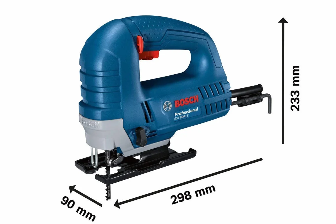 Bosch Professional: wyrzynarka GST 8000 E (710 W, prędkość skokowa bez obciążenia 800 – 3.100 min-1, 1 brzeszczot do wyrzynarek T144 D, osłona przeciwodpryskowa)