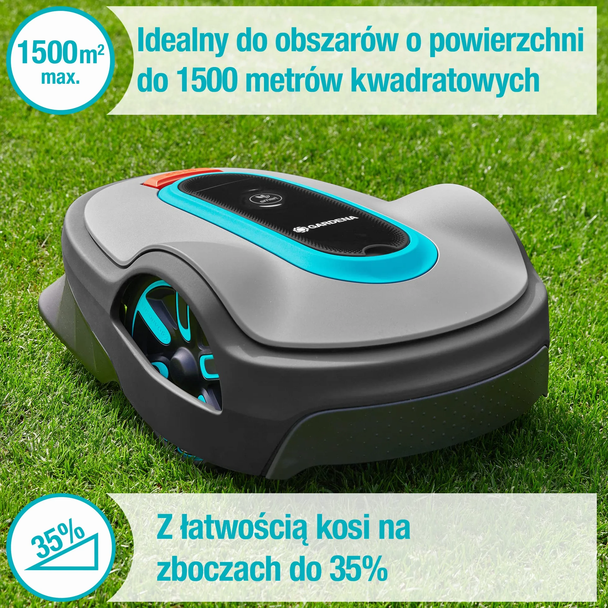 Gardena SILENO life: kosiarka automatyczna do trawników o powierzchni do 1500 m², sterowana za pomocą aplikacji Bluetooth, bardzo cicha - 57 db(A), kosi w każdych warunkach pogodowych (wersja PL)