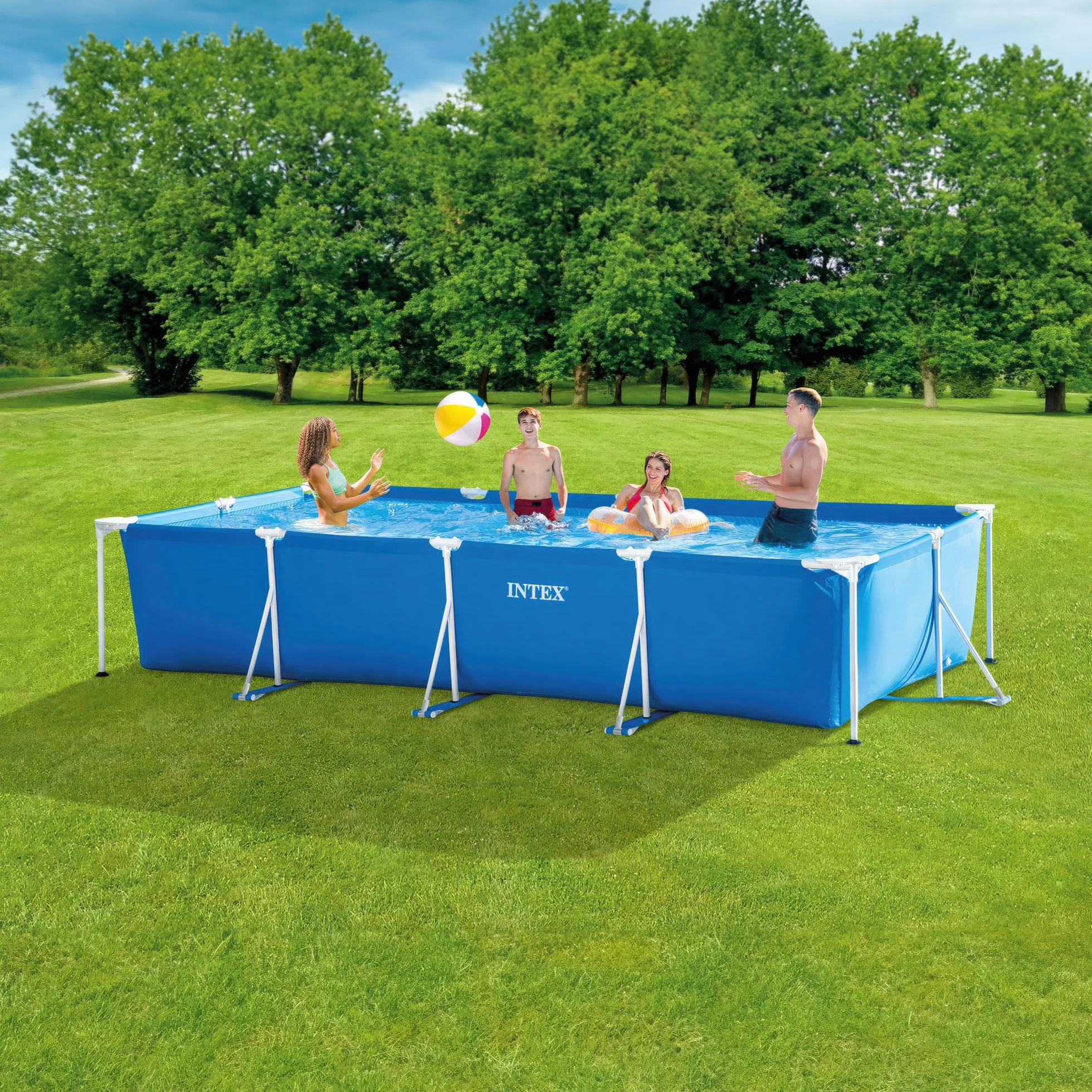 INTEX 28273NP Rectangular basen rozkładany, niebieski, 450 x 220 x 84 cm