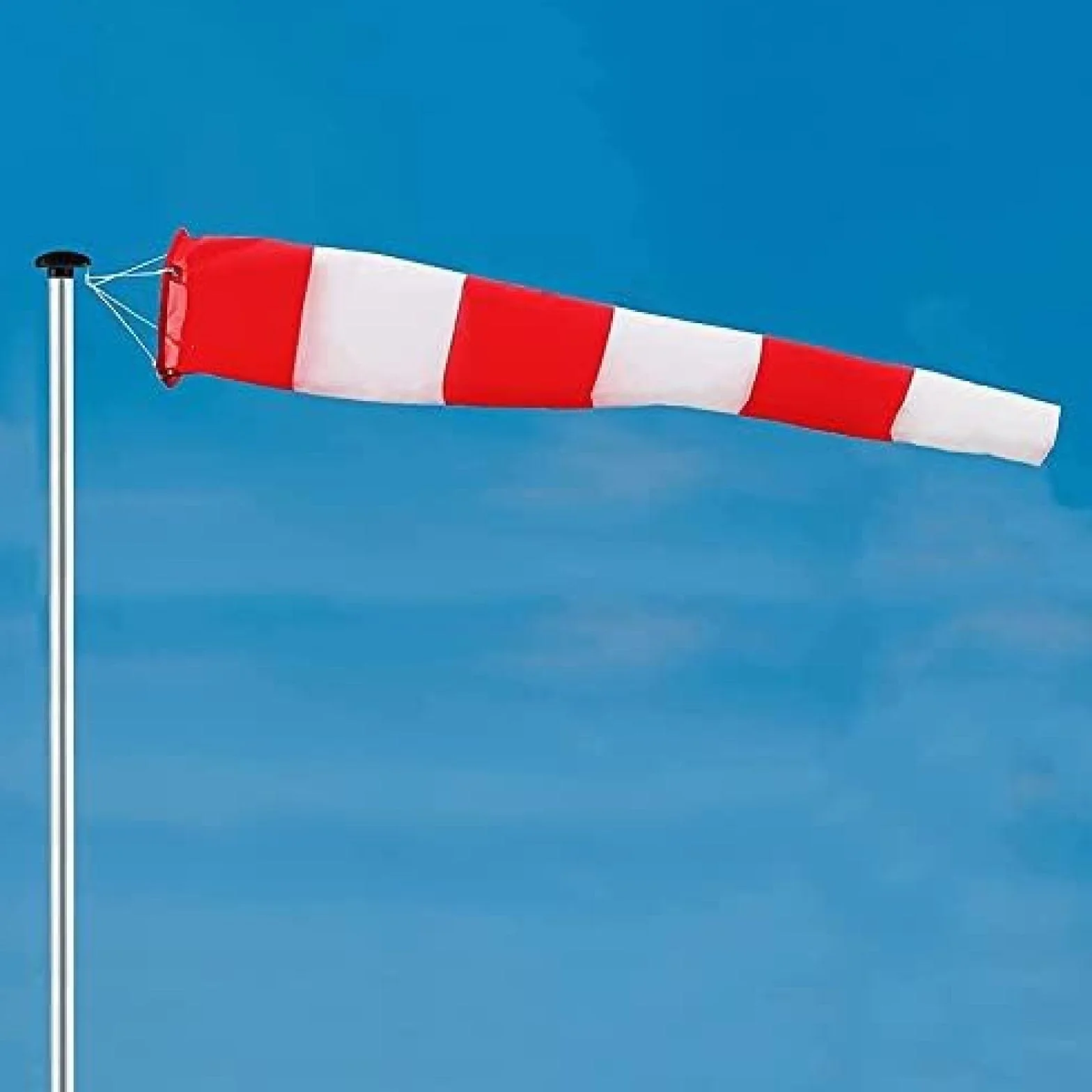 Wiatrowskaz czerwono-biały odporny na warunki atmosferyczne z zawieszeniem i obrotowym