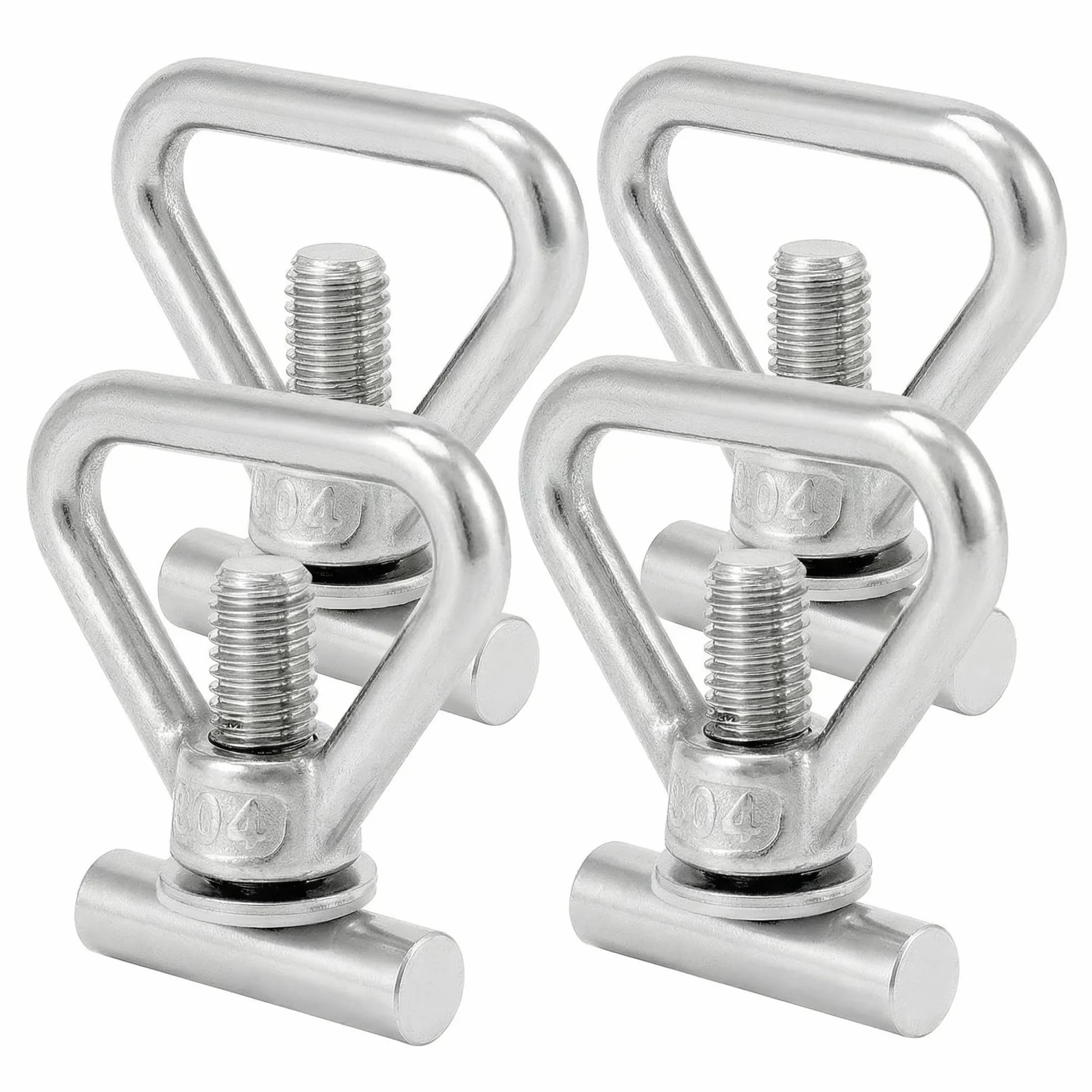 QWORK® 4szt. Ucha mocujące M10 do mocowania ładunku, nakrętki trójkątne ze stali nierdzewnej 304 ze śrubami do VW T5 T6, nośność 100 kg