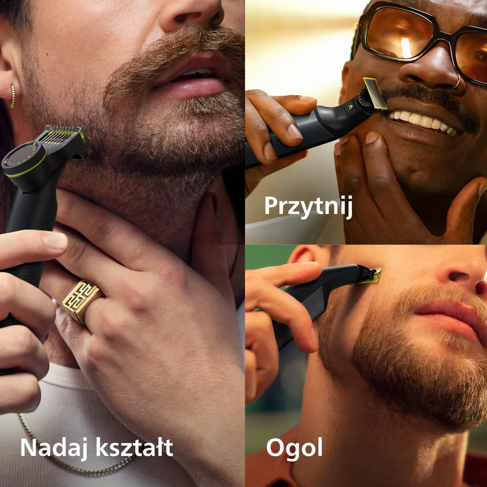 Autentyczny Philips OneBlade Pro 360 — Golarka do twarzy i ciała, 1x ostrze 360, 1x nasadka grzebieniowa o 14 długościach, 1x zestaw do ciała, 1x podstawka ładująca, 1x etui podróżne (model QP6651/30)