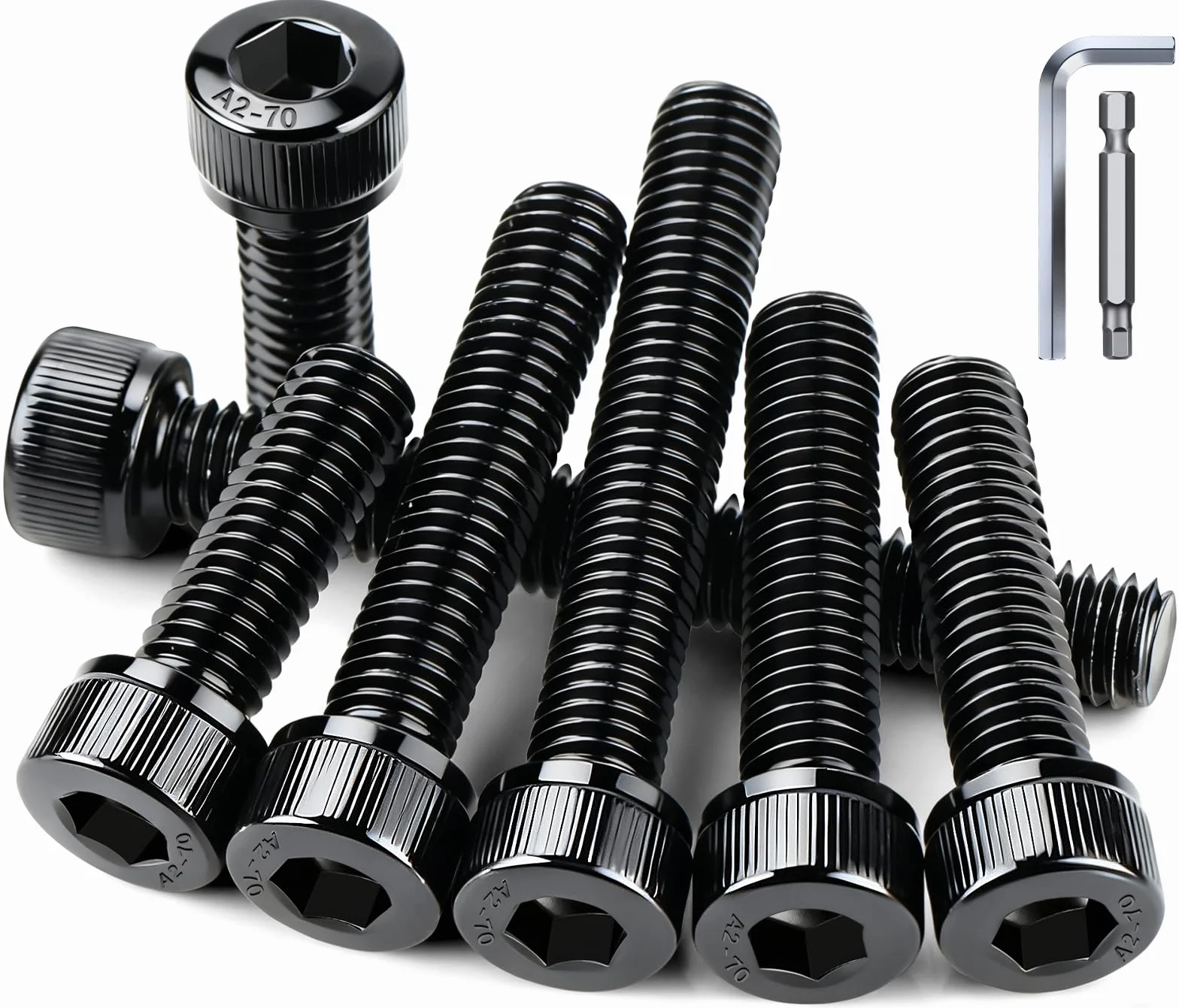 Śruby z łbem walcowym M3 x 20 mm ze stali nierdzewnej z gniazdem sześciokątnym, 50 szt. śrub z łbem cylindrycznym DIN 912/ISO 4762, śruba imbusowa, czarna, A2 V2A, śruby sześciokątne do
