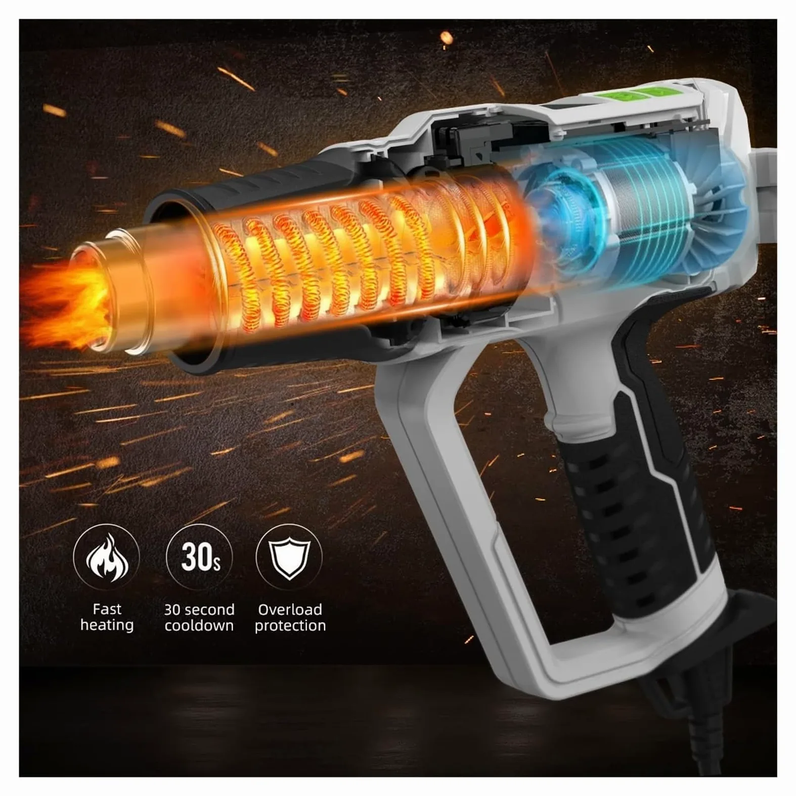 Pistolet Na Gorącą Wiatrówkę Z Wyświetlaczem LCD Regulowana Temperatura Opalarka Dmuchawa Termiczna Folia Termokurczliwa 5 Dyszami Wysoka Moc Suszenie Budowlane Silnik O Wysokiej WydajnośCi
