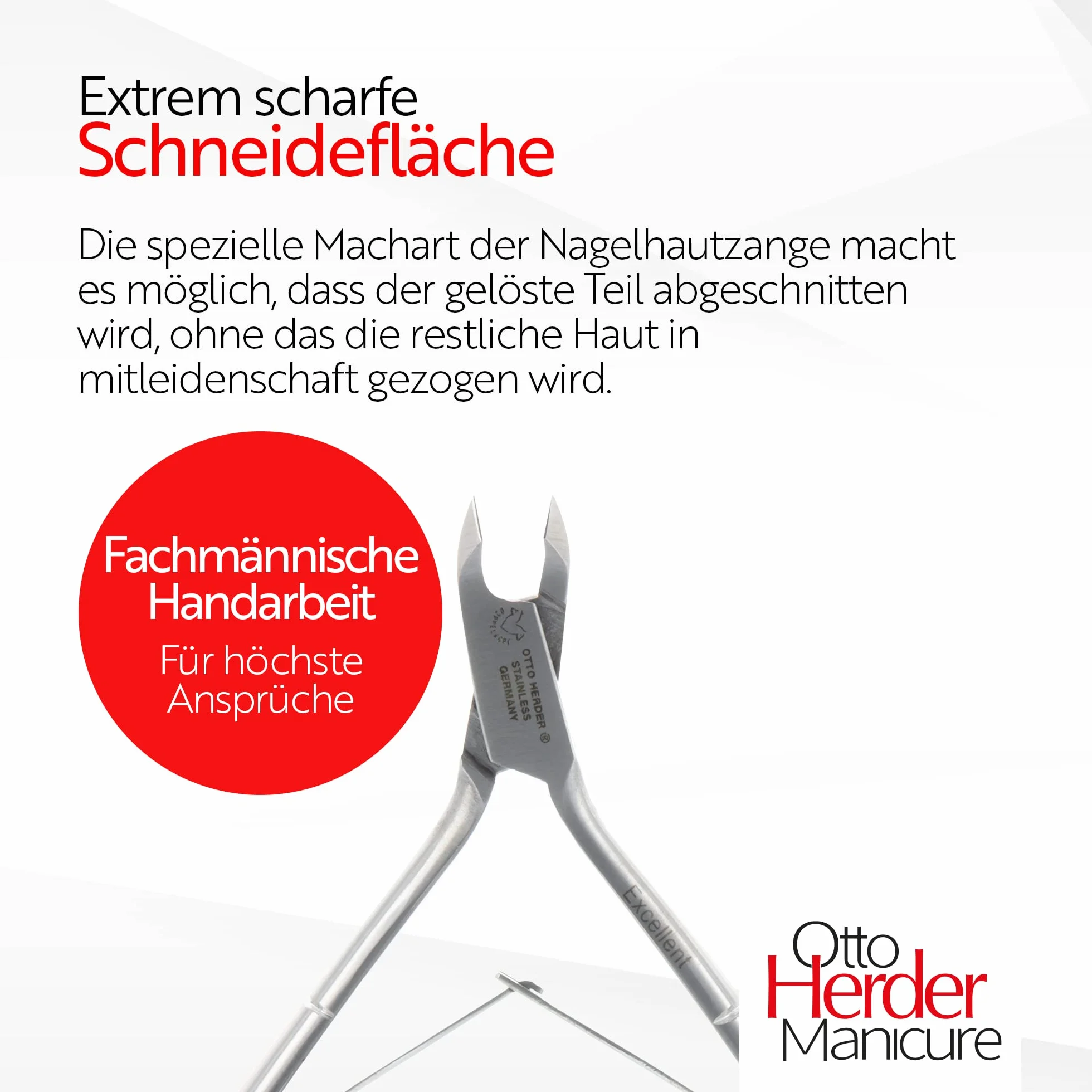 Otto Herder Manicure szczypce do skórek Schneider wysokiej jakości klips do skórek ze stali nierdzewnej z ostrym ostrzem przeciwko überstehende skórek Made in Solingen