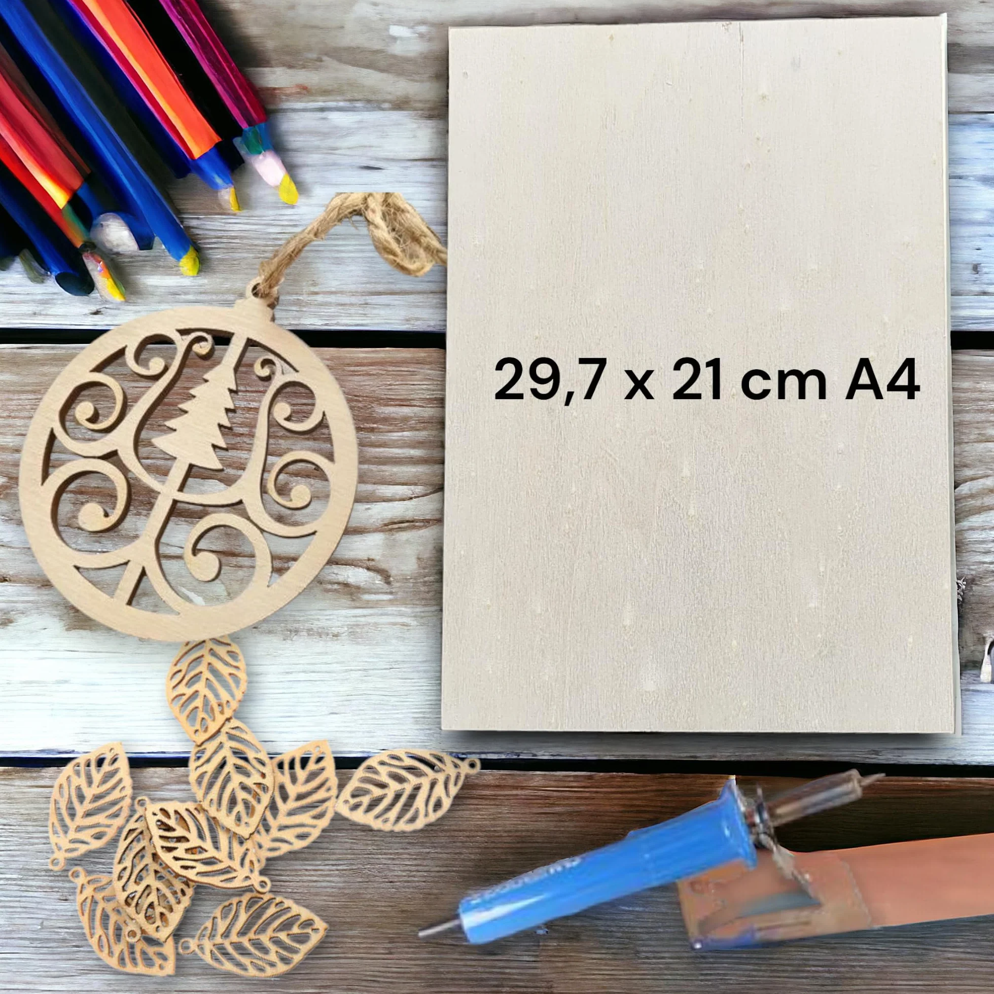 Wood Lab 10 sztuk sklejki topoli 4 mm (±0,5 mm) 29,7 x 21 cm A4, surowe tablice, do majsterkowania, pirografii, CNC, lasera, grawerowania
