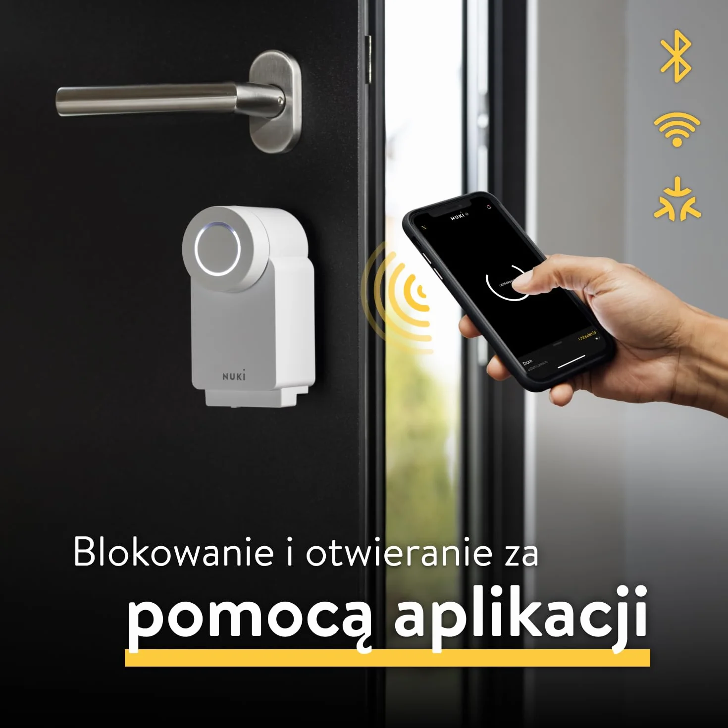 Nuki Smart Lock (4. generacji), inteligentny zamek z Matter umożliwiający bezkluczowy dostęp do domu bez konieczności przebudowy dotychczasowego systemu, biały
