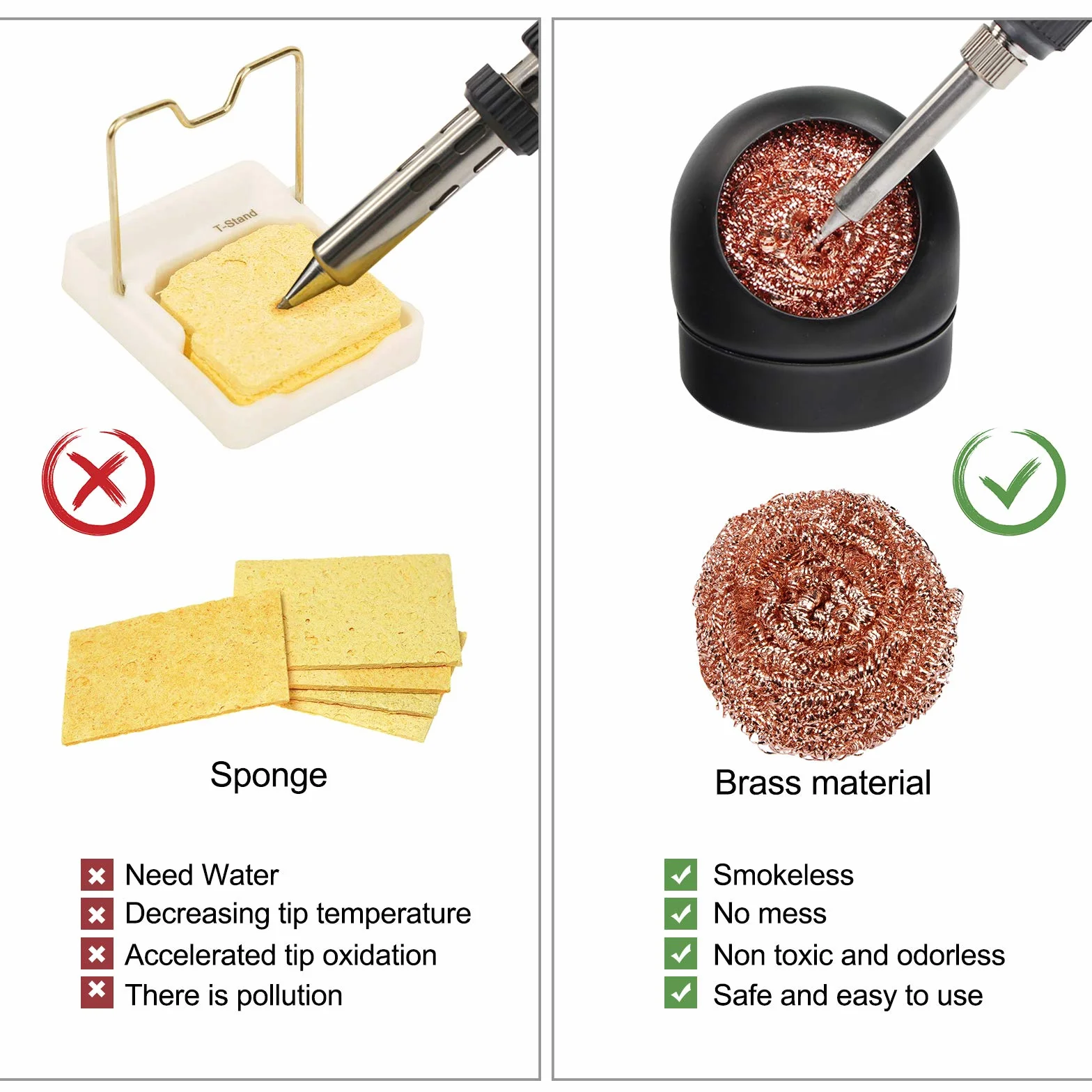 Lötspitzenreiniger Lötkolben-Spitze Reiniger und Halter, Weich Gewickelte Messing-Spitzenreiniger-Kit Reinigungsdraht Scrubber Reiniger (4 Messingkugeln, Schwarz)