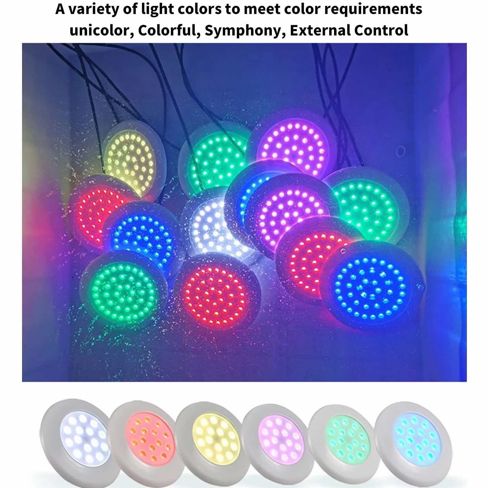 Oświetlenie Podwodne LED 7W, RGB Pełny Kolor, IP68 Wodoodporny, do Basenu, Fontanny, Stawu, Regulowane Kolorowe Światło