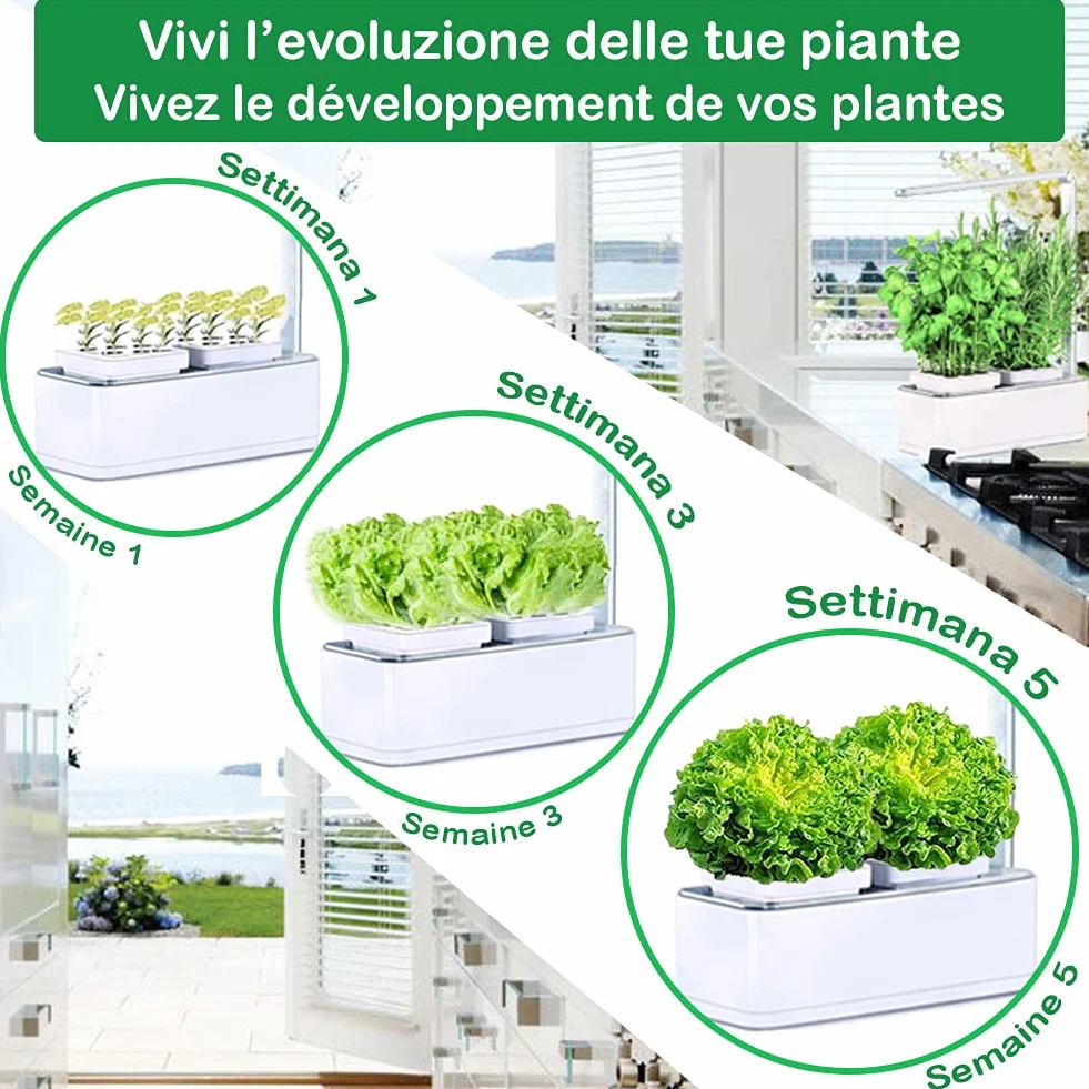 Clizia Smart Garden hydroponiczny system uprawy z lampą LED automatyczny timer zestaw do kiełkowania biały