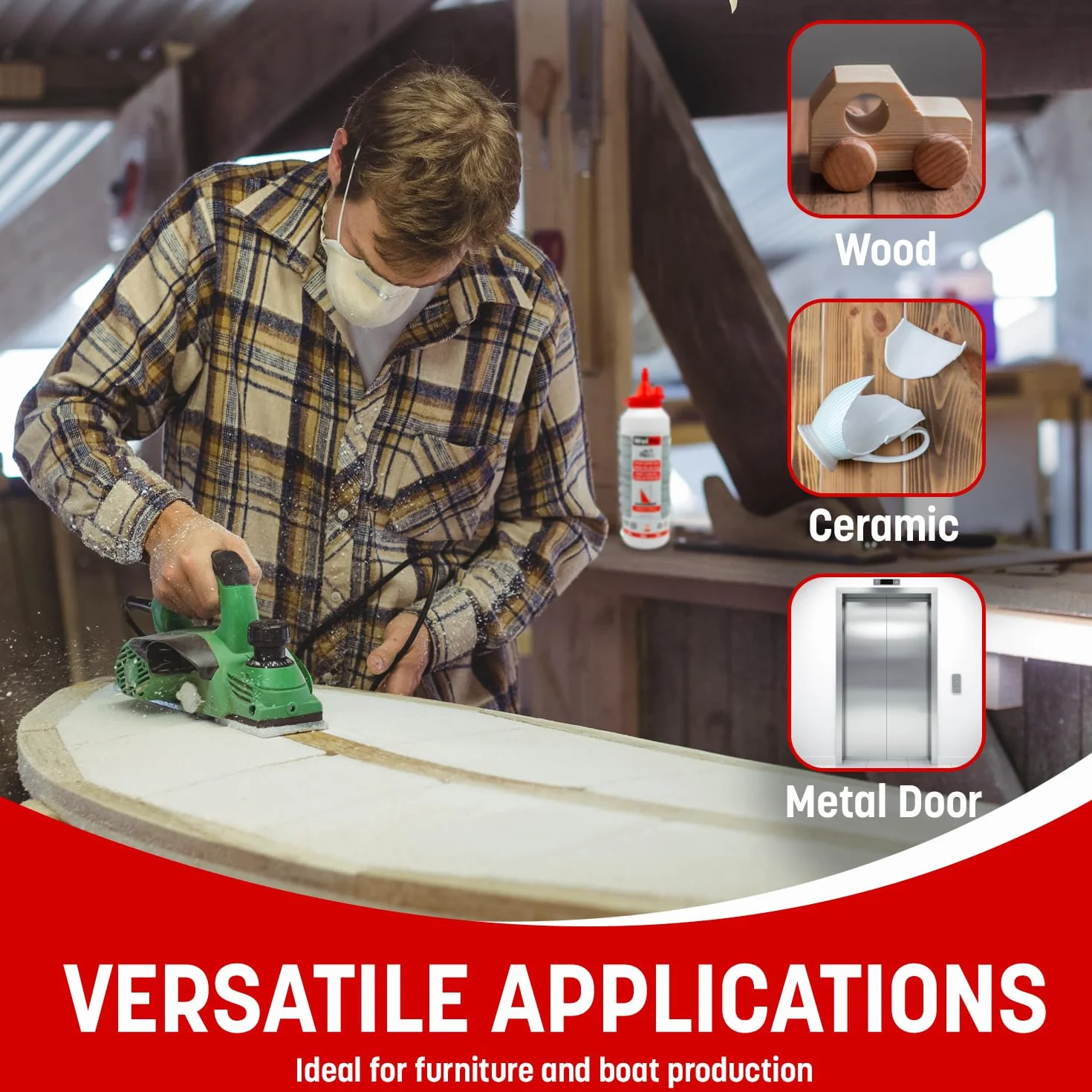 Wolfix Klej Do Drewna Wodoodporny D4 500g - Błyskawiczny, Bardzo Mocny Do Metalu i PUR, PCW, Montażowy, Majsterkowania - Szybkoschnąca Masa Szpachlowa W Płynie