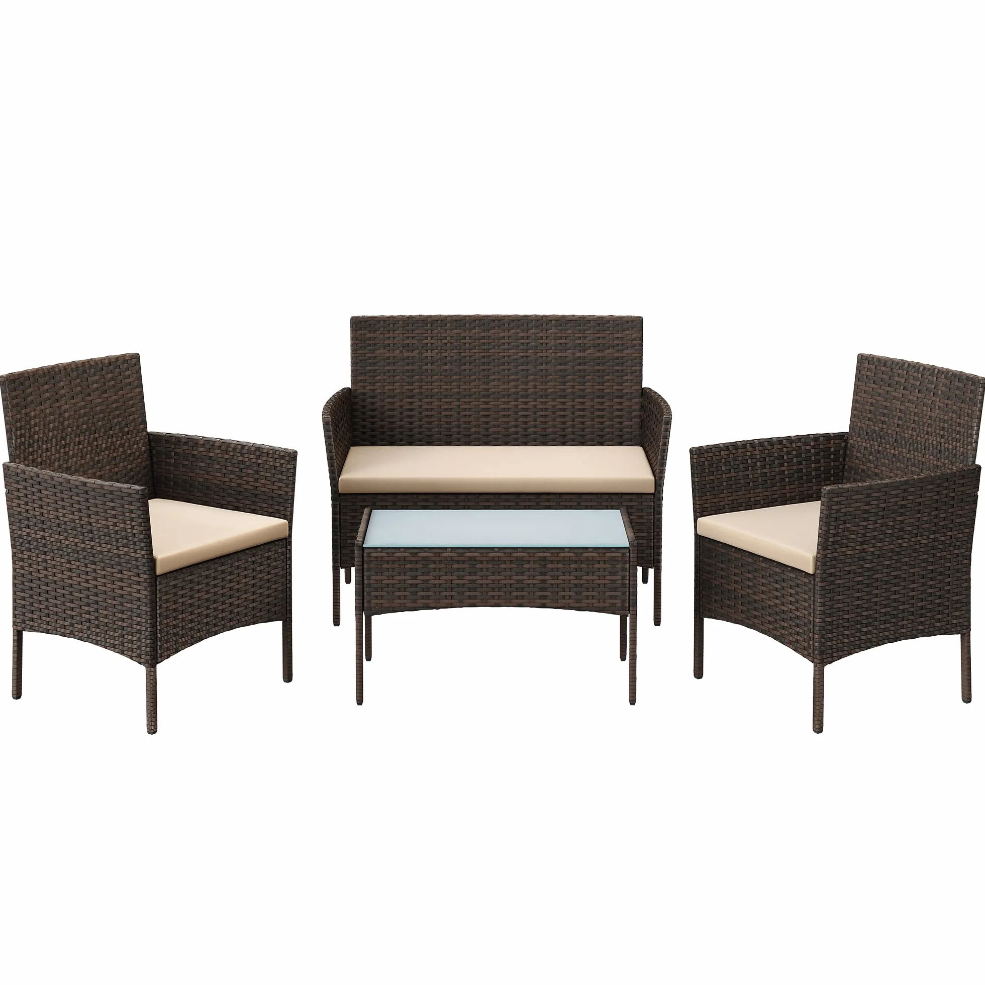 SONGMICS GGF004K05 zestaw mebli ogrodowych z polirattanu PE brązowo-taupe