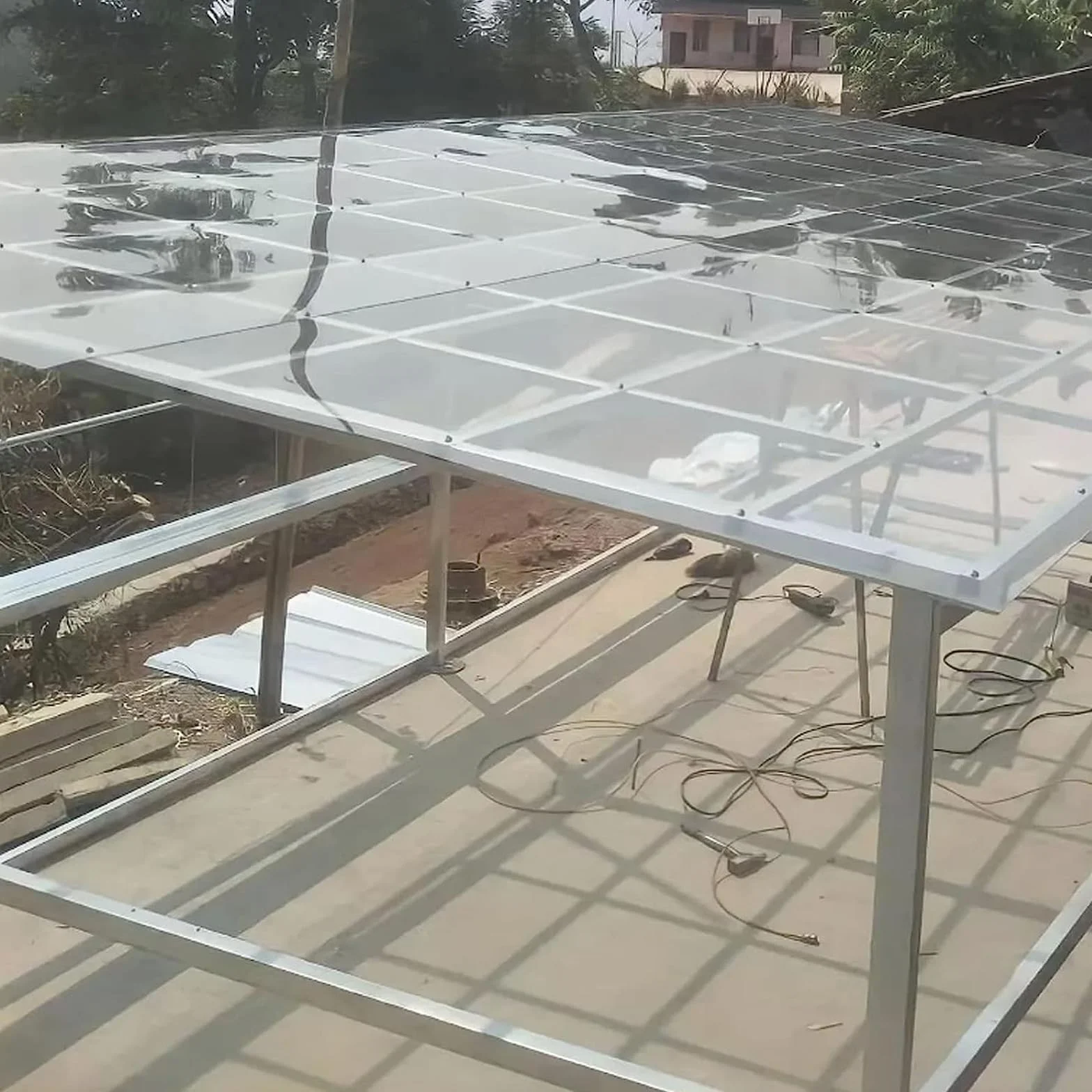 Plastikowe pokrycie dachowe, przezroczysty panel dachowy szklarni, odporny na warunki atmosferyczne, przezroczysty akrylowy arkusz z tworzywa sztucznego, do zewnętrznego, zadaszenie, zimna rama
