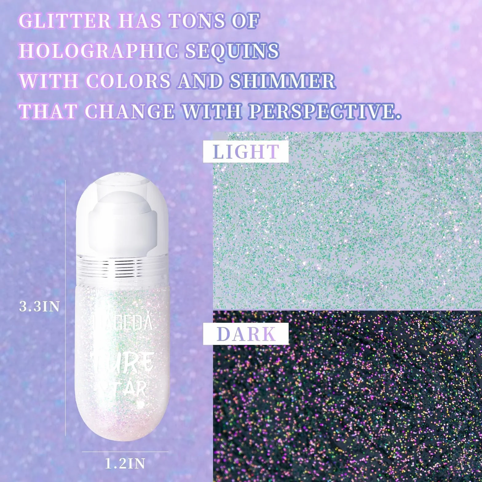 Prreal Roll-on Body Glitter Gel, Color Change Glitter for Festival Rave Accessories, Face Paint Holografic Hair Glitters, Sparkle Shimmer Halloween Makeup for Rave Party (03Sparkling Pink)