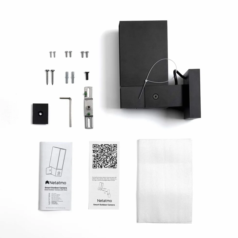 Netatmo Monitorująca Inteligentna Kamera Zewnętrzna z Alarmem 105 dB Netatmo, WiFi, Wbudowane oświetlenie, Wykrywanie ruchu, Noktowizja, Bez abonamentu, NOC-S-EC