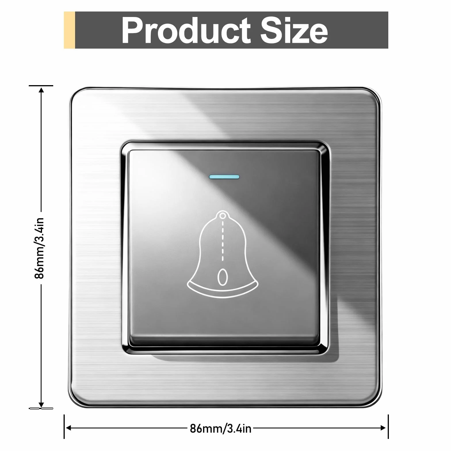 Przycisk dzwonka, 2 sztuki, przycisk dzwonka do drzwi, 86 mm x 86 mm, przełącznik dzwonka ze śrubami, dzwonek do drzwi wejściowych, przycisk dzwonka zewnętrznego, 220 ~ 250 V, podtynkowy, przycisk