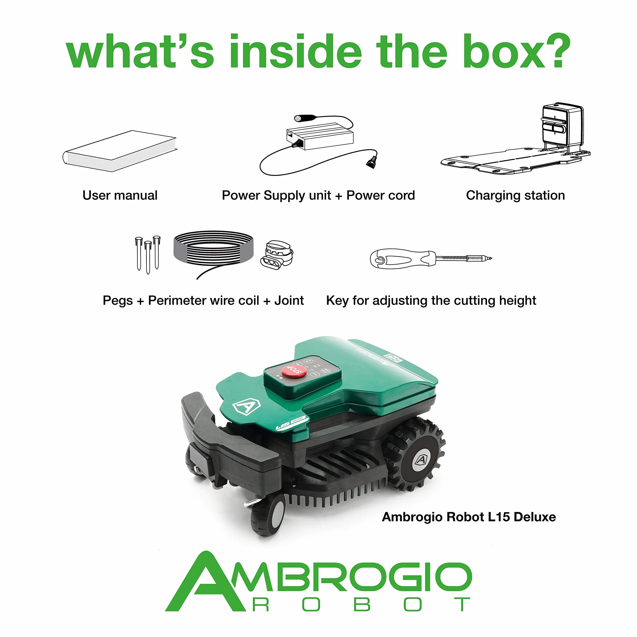 Ambrogio L15 Robot Koszący, Zielony/Czarny, 42 x 29 x 22 cm