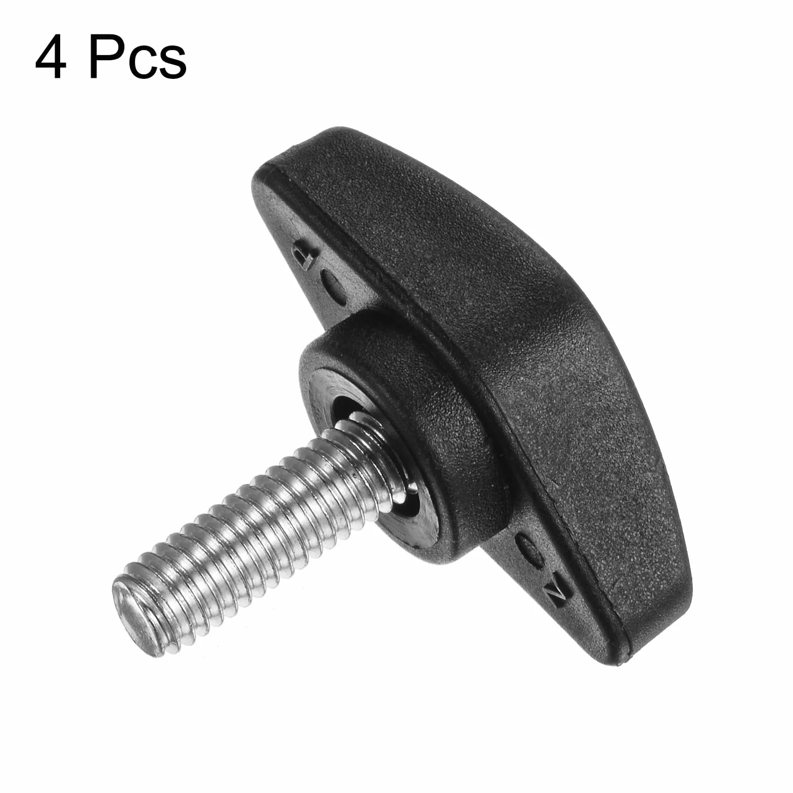 QUARKZMAN 4 sztuki gałek motylkowych T, śruby radełkowane, M6 x 16 mm, standardowy gwint zewnętrzny, guziki T z tworzywa sztucznego, uchwyty, gałki zaciskowe, uchwyt śruby radełkowane, czarne