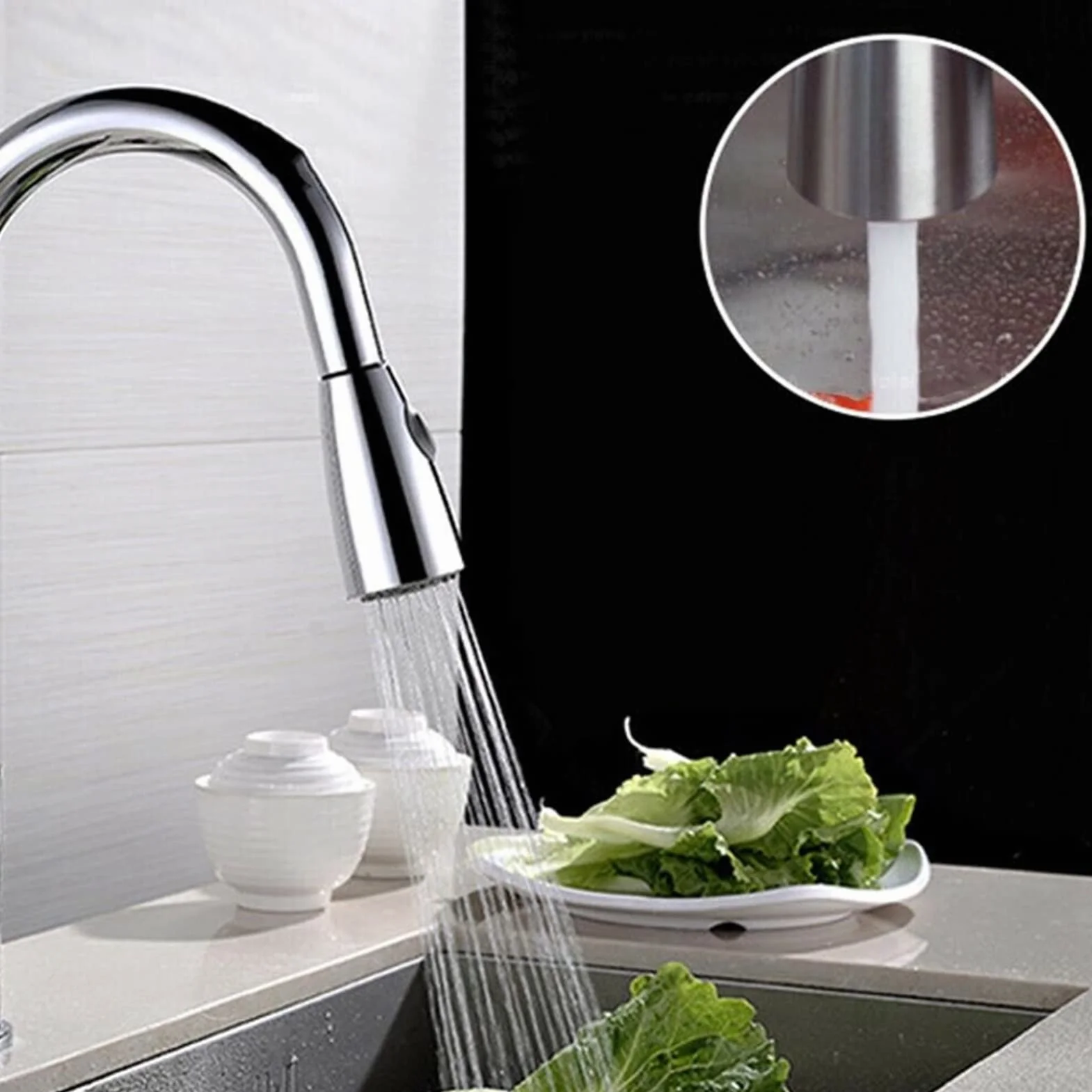 Pociągnij głowicę Kranu, 3 Tryby Stali Nierdzewnej ABSProof Mocne Waterflow Ultra Praktyczne Kranu Głowica Sprayowa do Zlewu Kuchennego