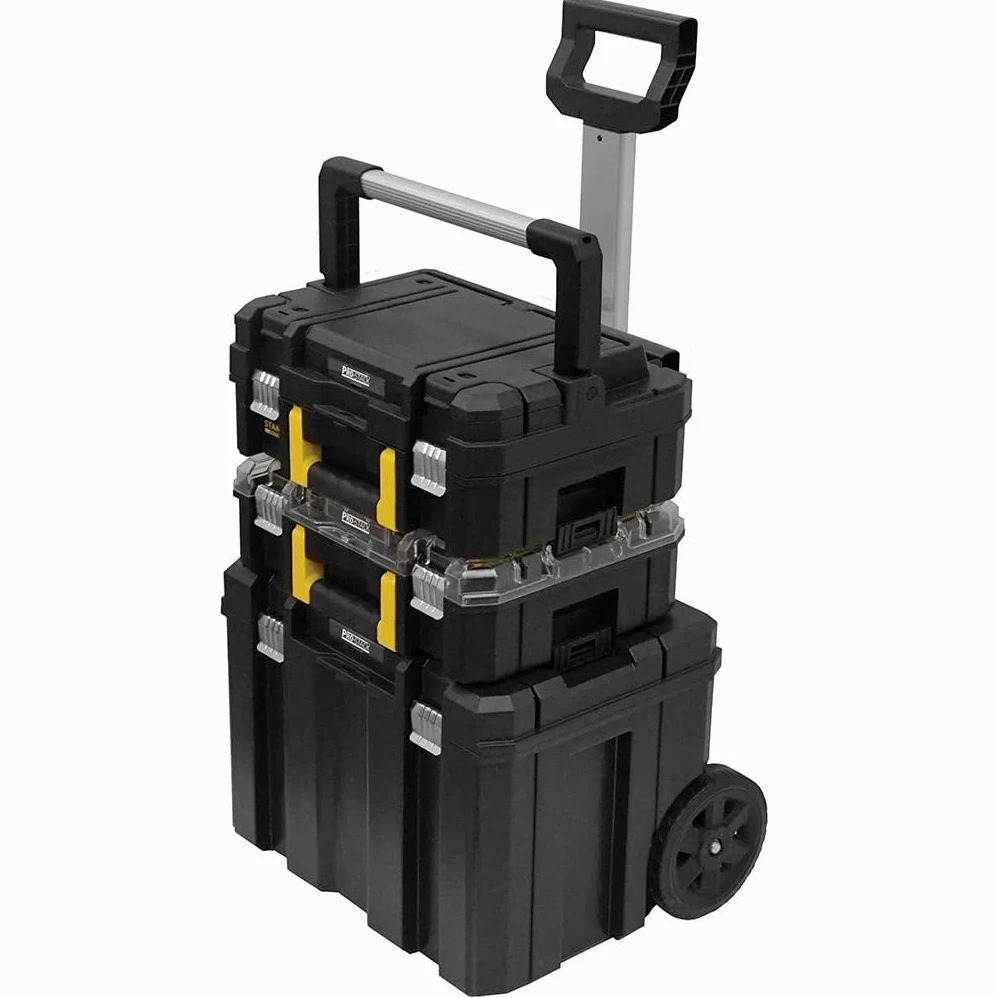 Stanley - Fatmax Prostack Skrzynia Narzędziowa z Wózkiem, Czarny/Żółty, 9 Przegródek