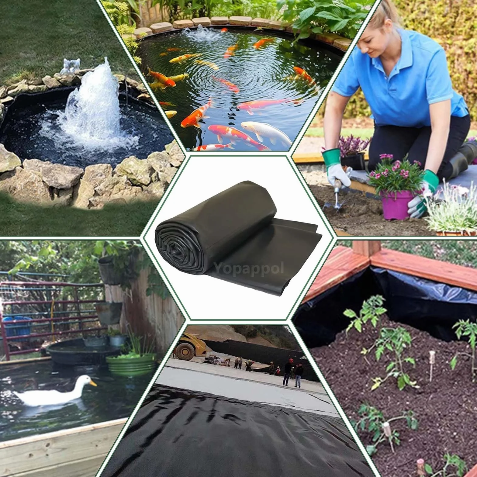 Membrana do stawu HDPE 6x8m wykładzina do stawów ogrodowych basenów akwakultury