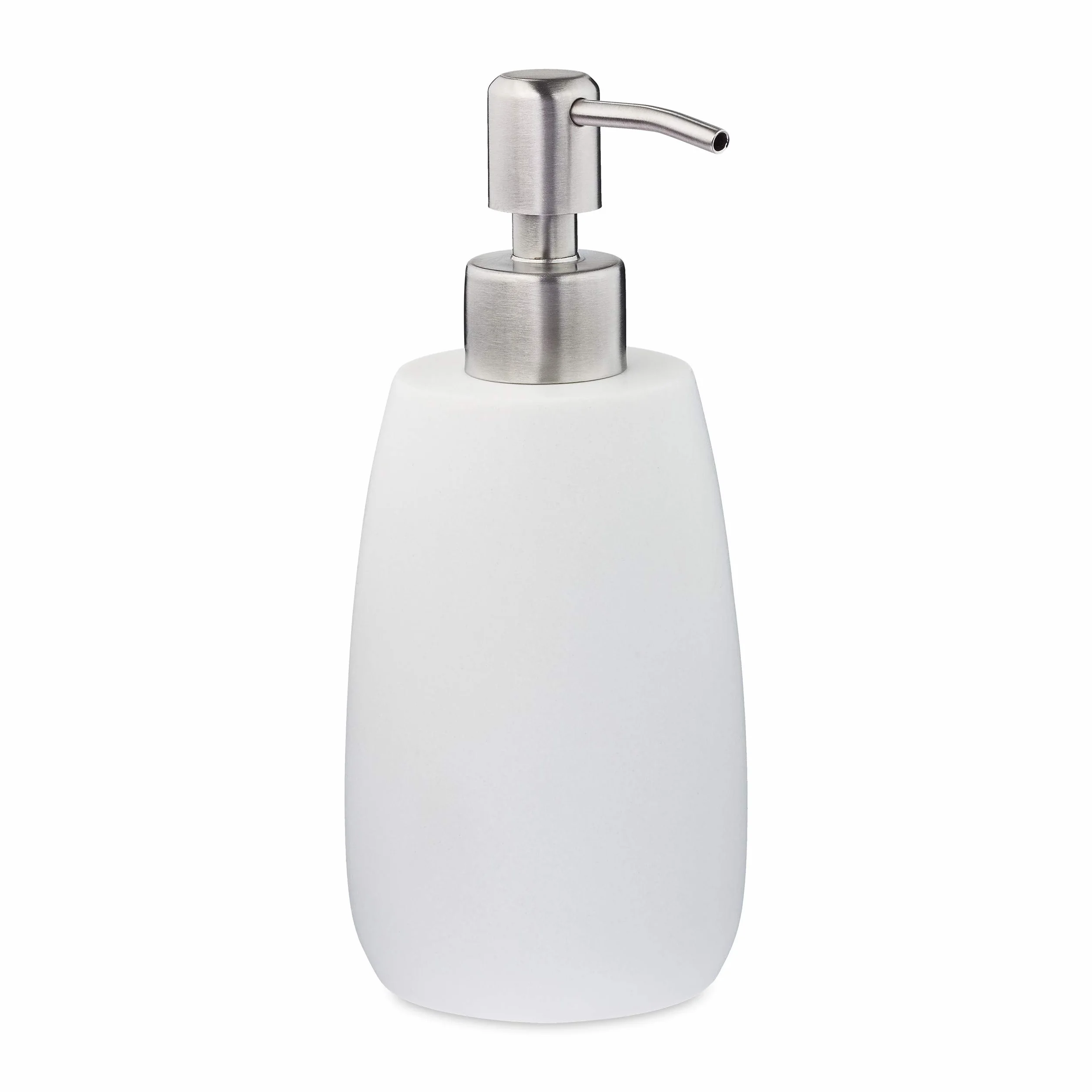 Relaxdays dozownik mydła, 300 ml, do ponownego napełniania, do kuchni i łazienki, pompka, stal nierdzewna, biały