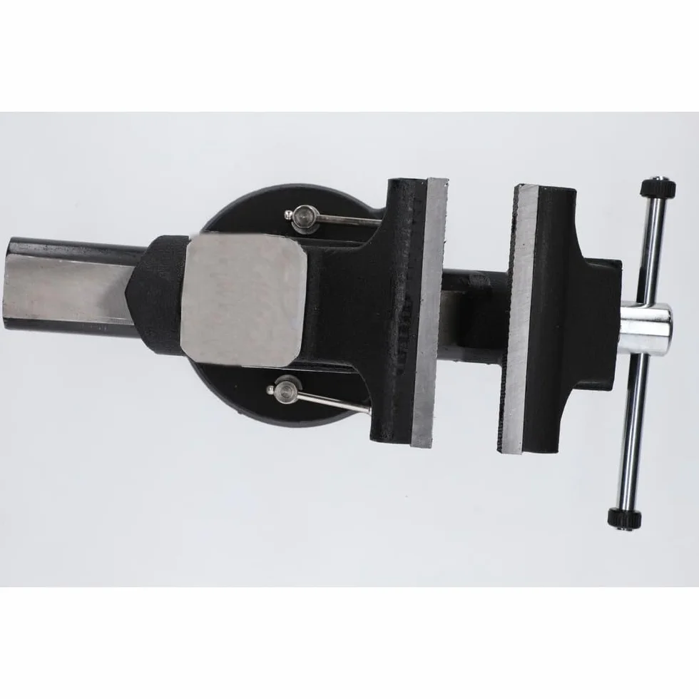 KS Tools 914.0146 – imadło do stołu warsztatowego wygięte, 150 mm – imadło stołowe z żeliwa ze stalowymi szczękami – uniwersalne dno – wymienne szczęki – odstęp do 170 mm