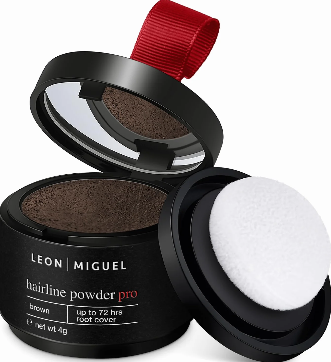 LEON MIGUEL Hairline Powder Puder z korzeni w proszku do ukrycia korzeni, wodoodporny, niewidoczny makijaż zagęszczający włosy (brązowy, Hairline Powder Pro)
