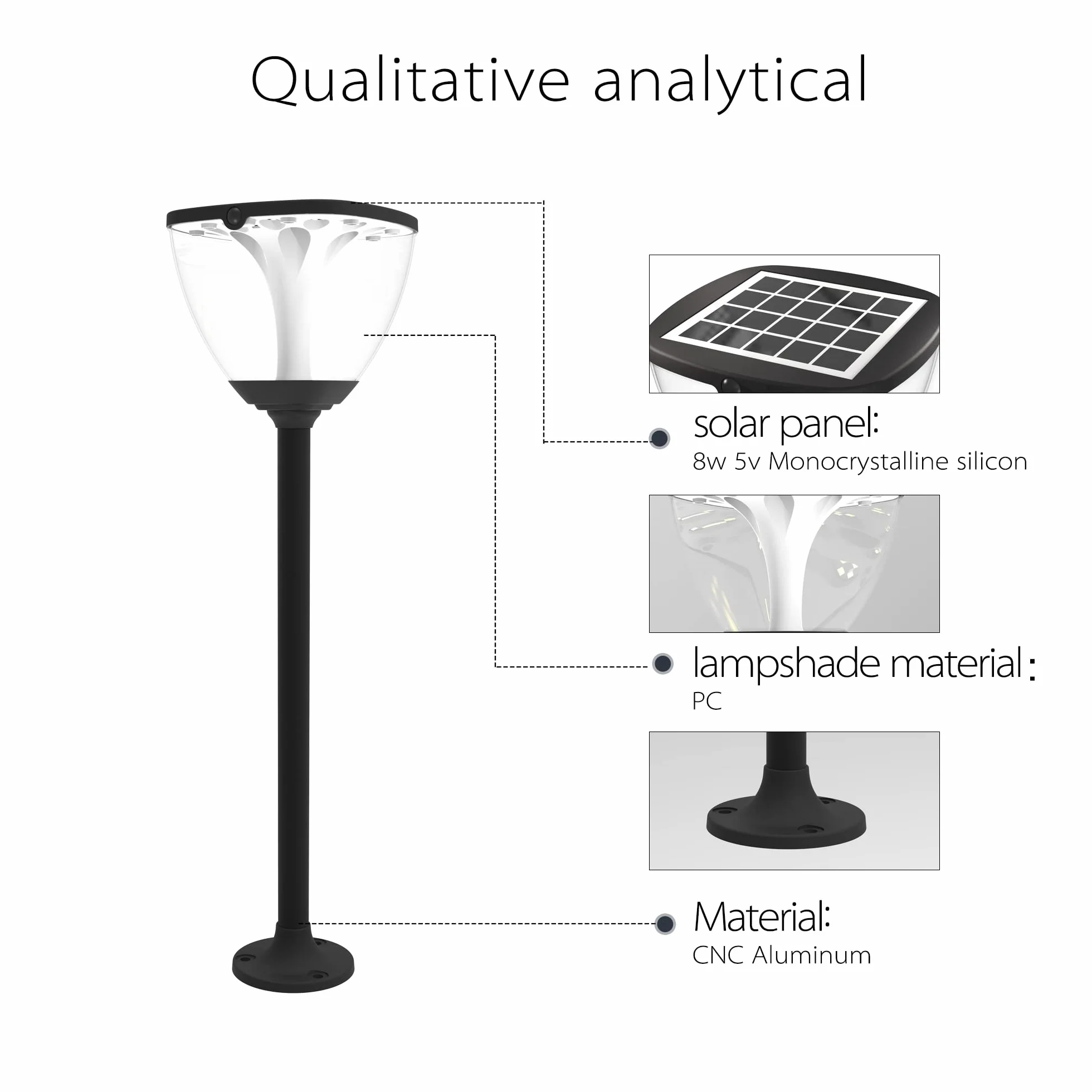 Ściemnialne solarne lampy ogrodowe, solarne lampy ogrodowe z regulowaną wysokością, lampy ogrodowe zasilane energią słoneczną, wodoodporne, zewnętrzne lampy solarne do trawnika, chodnika,