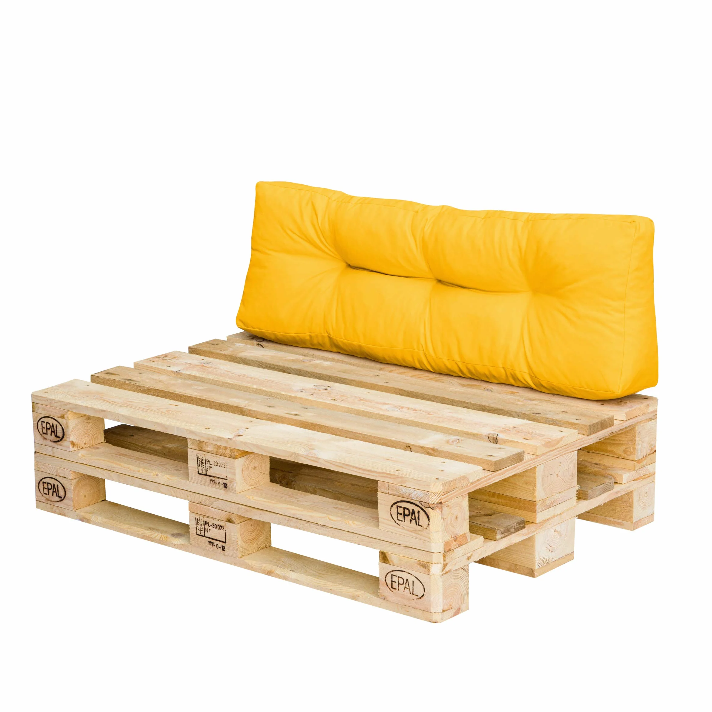 Zestaw poduszek na meble paletowe 120 x 80 cm, 6R LS, poduszka do siedzenia, poduszka pod plecy, 1 poduszka na oparcie (120 x 40 x 10 cm), 500-40, żółta
