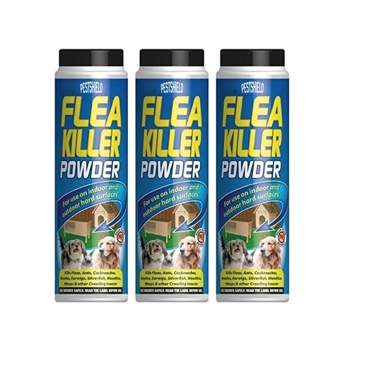 3 x PestShield Flea Killer Proszek raczkujący insekty zabójca wewnątrz i na zewnątrz 200 g Każdy przez pestshield