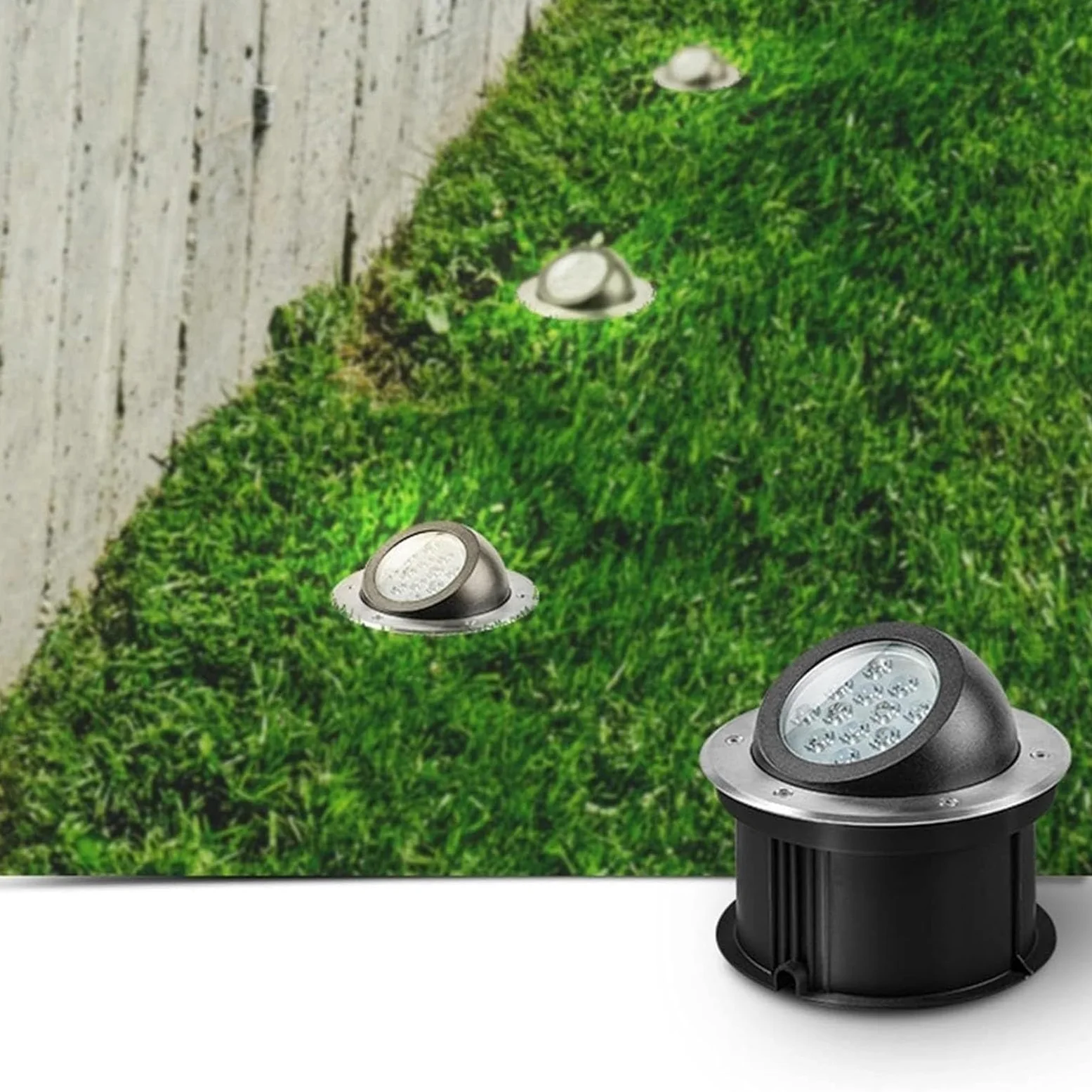 oświetlenie zewnętrzne, Wodoodporne lampy ogrodowe IP67 do wkopywania w ziemię, regulowane pod kątem, okrągłe, wpuszczane ze stali nierdzewnej(Red,9W (85 265V))