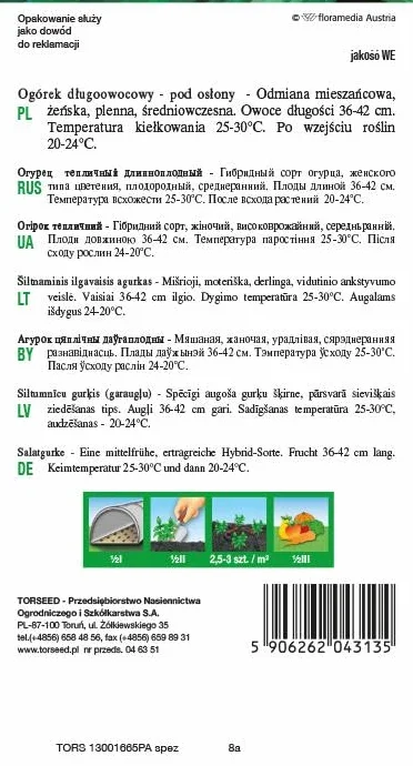 Cucumis sativus nasiona ogórków hybryda szklarniowa o długich owocach 1 g