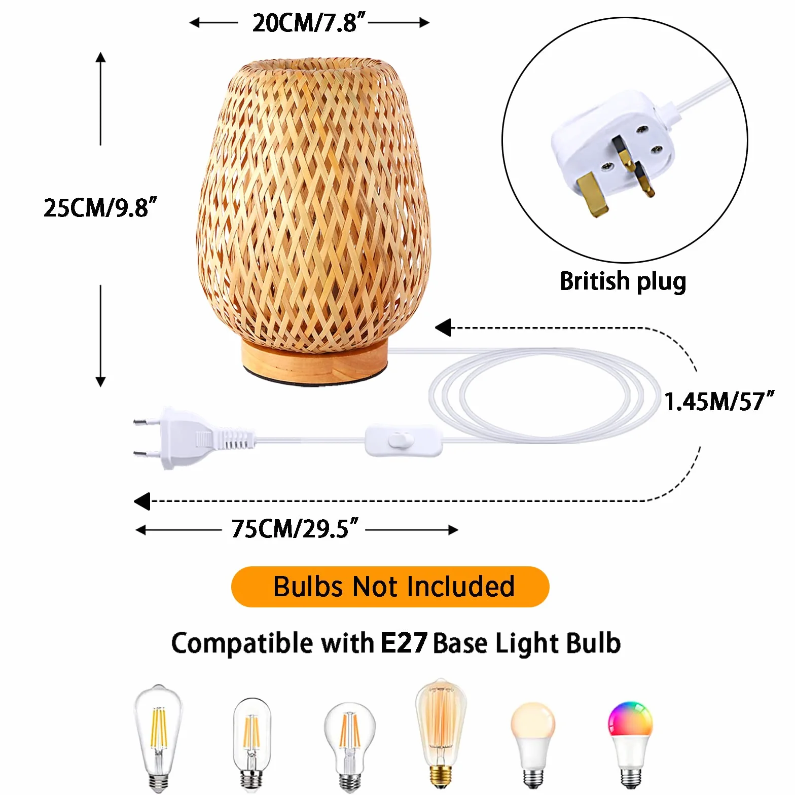 Boho bambusowa mała lampa stołowa wiklinowa tkana, lampy biurkowe do sypialni, nocna lampka do czytania, wystroju domu