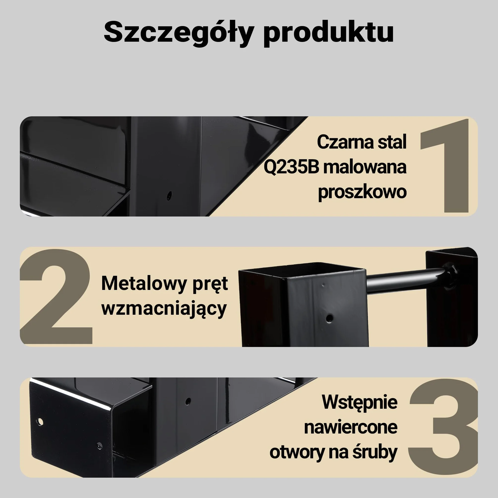 Wiltec Zestaw wsporniki do stojaka na drewno 2 szt., stal malowana proszkowo
