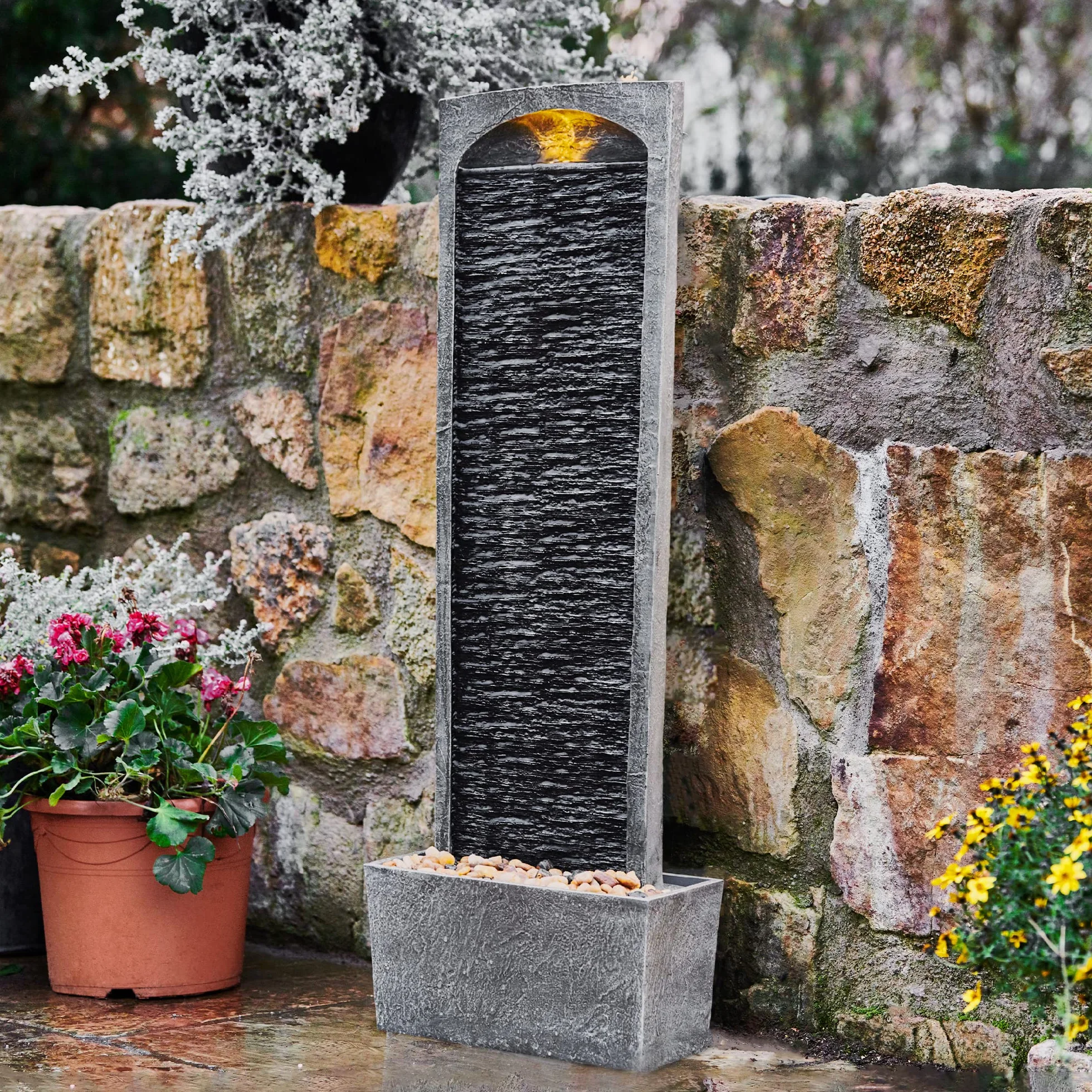 Teamson Home Fontanna Ogrodowa Szary Czarny 33 x 20 x 98 cm