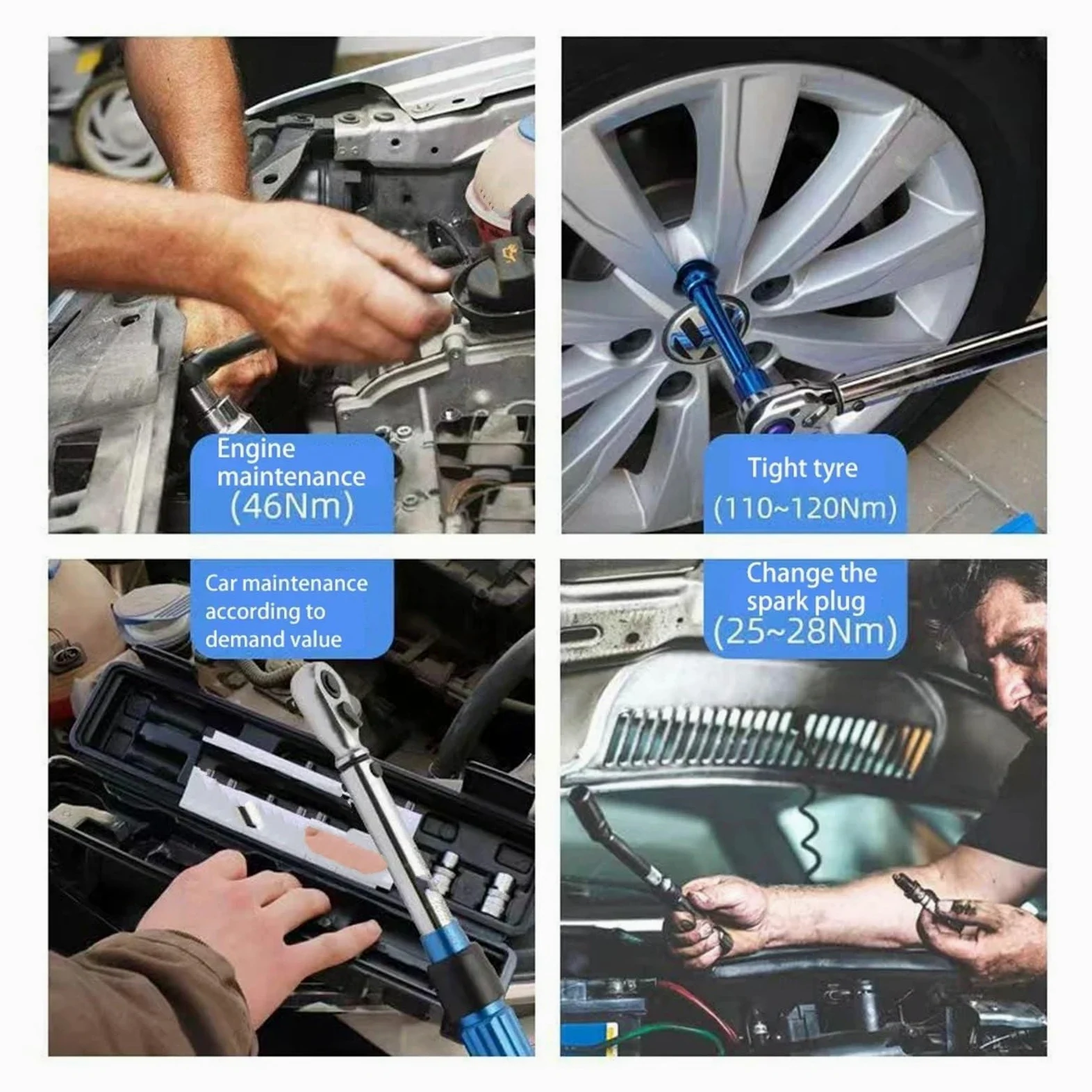 Telescopic Ratchet Klucz dynamometryczny 3/8 cala 5-60Nm Kwadratowy moment obrotowy Kluczowe narzędzie samochodowe mały klucz dynamometryczny