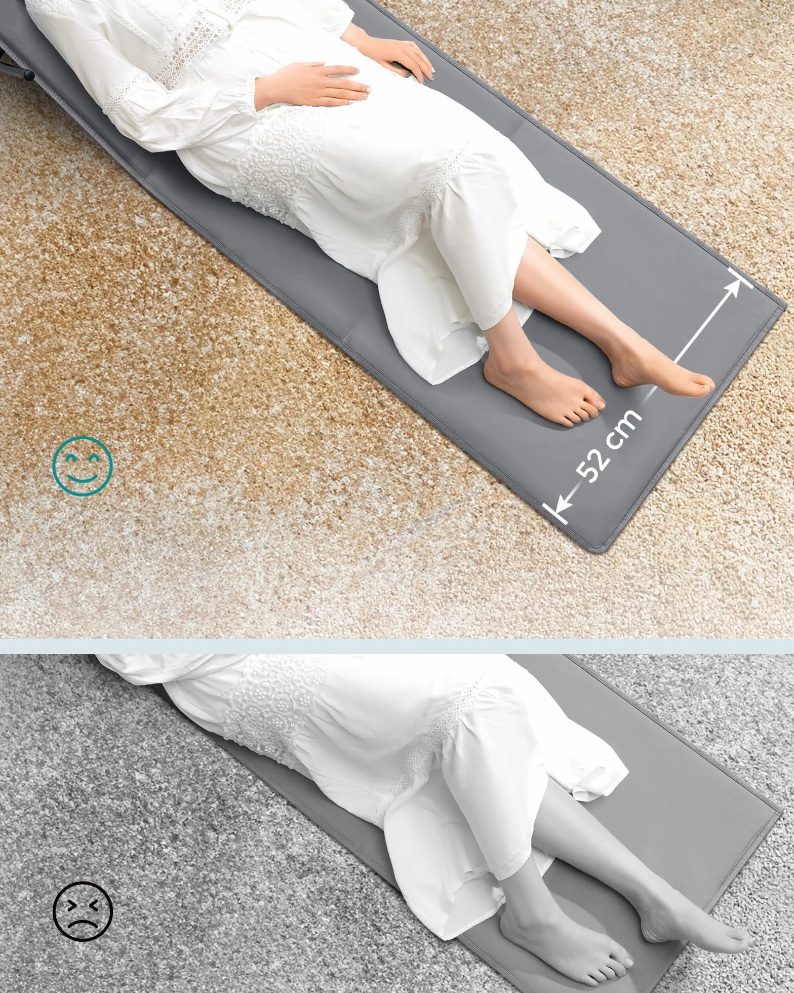 SONGMICS Krzesło plażowe Krzesło kempingowe Leżak plażowy Składane regulowane oparcie Lekki przenośny z uchwytem do basenu kempingowego ogrodowego 158 x 55 cm Łupkowoszary GCB151G01
