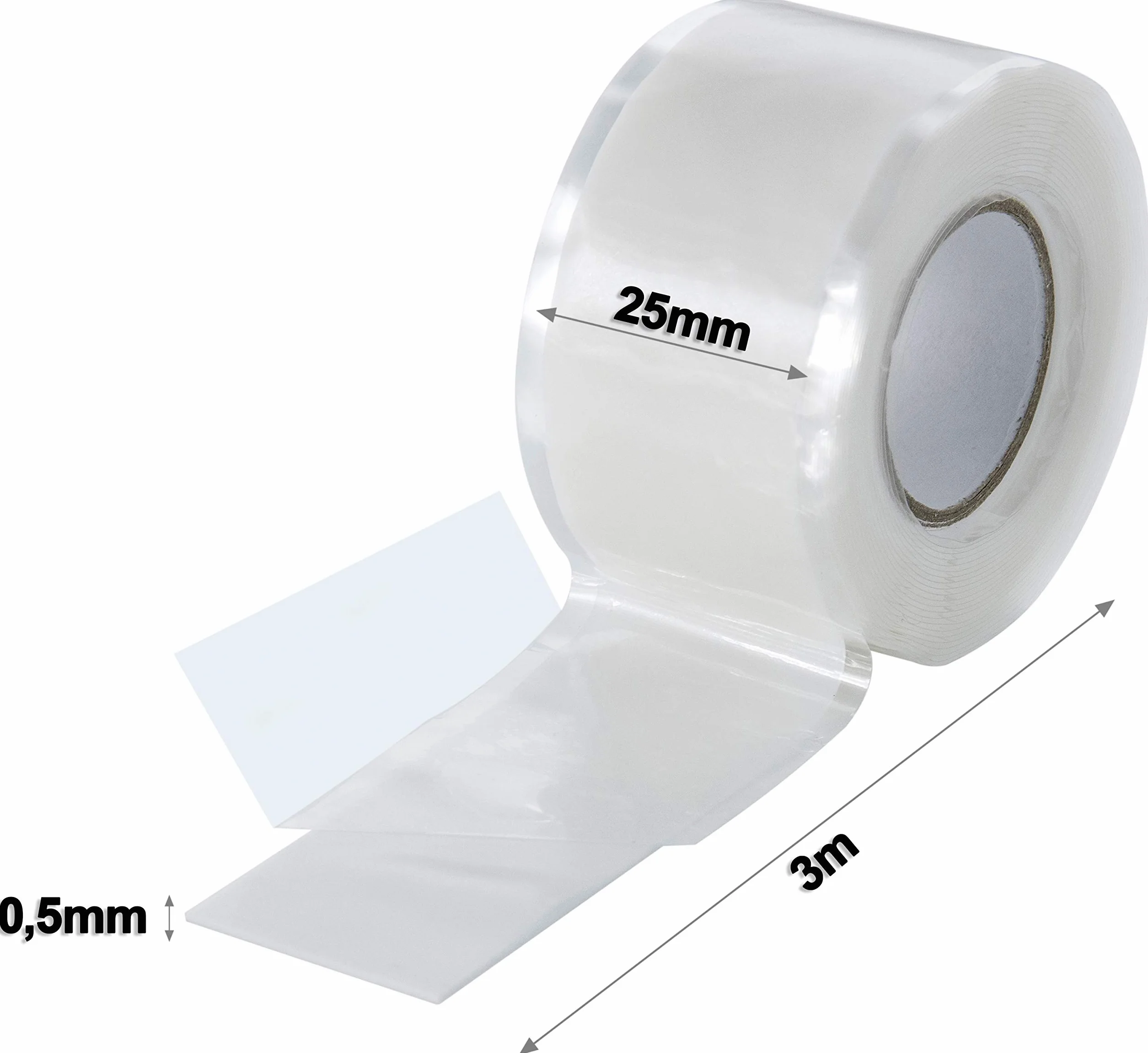 Poppstar samowulkanizująca taśma silikonowa, 3 m x 25 mm, izolacyjna i uszczelniająca (woda, powietrze), biała, 1 rolka