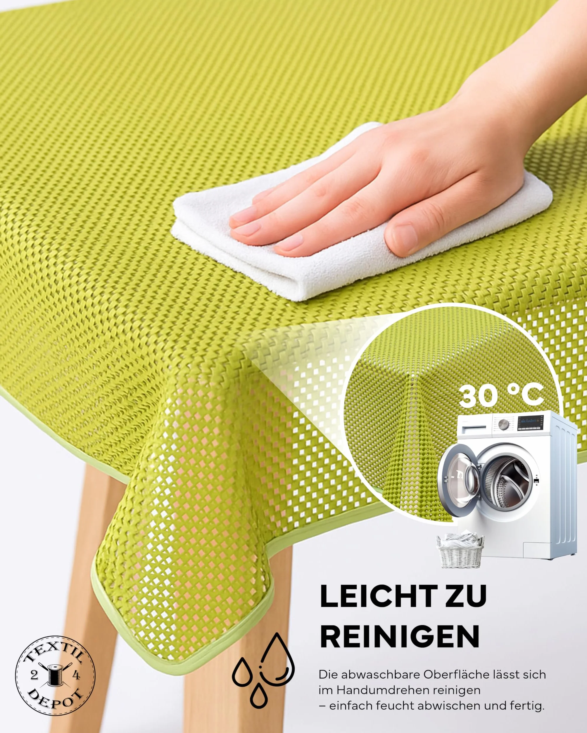 Obrus ogrodowy okrągły 140 cm zielony antypoślizgowy piankowy