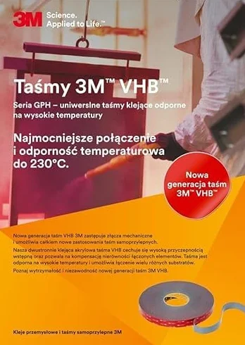 3M VHB GPH110 Taśma dwustronna akrylowa 230C + zestaw do przygotowania powierzchni (25mmx3m)