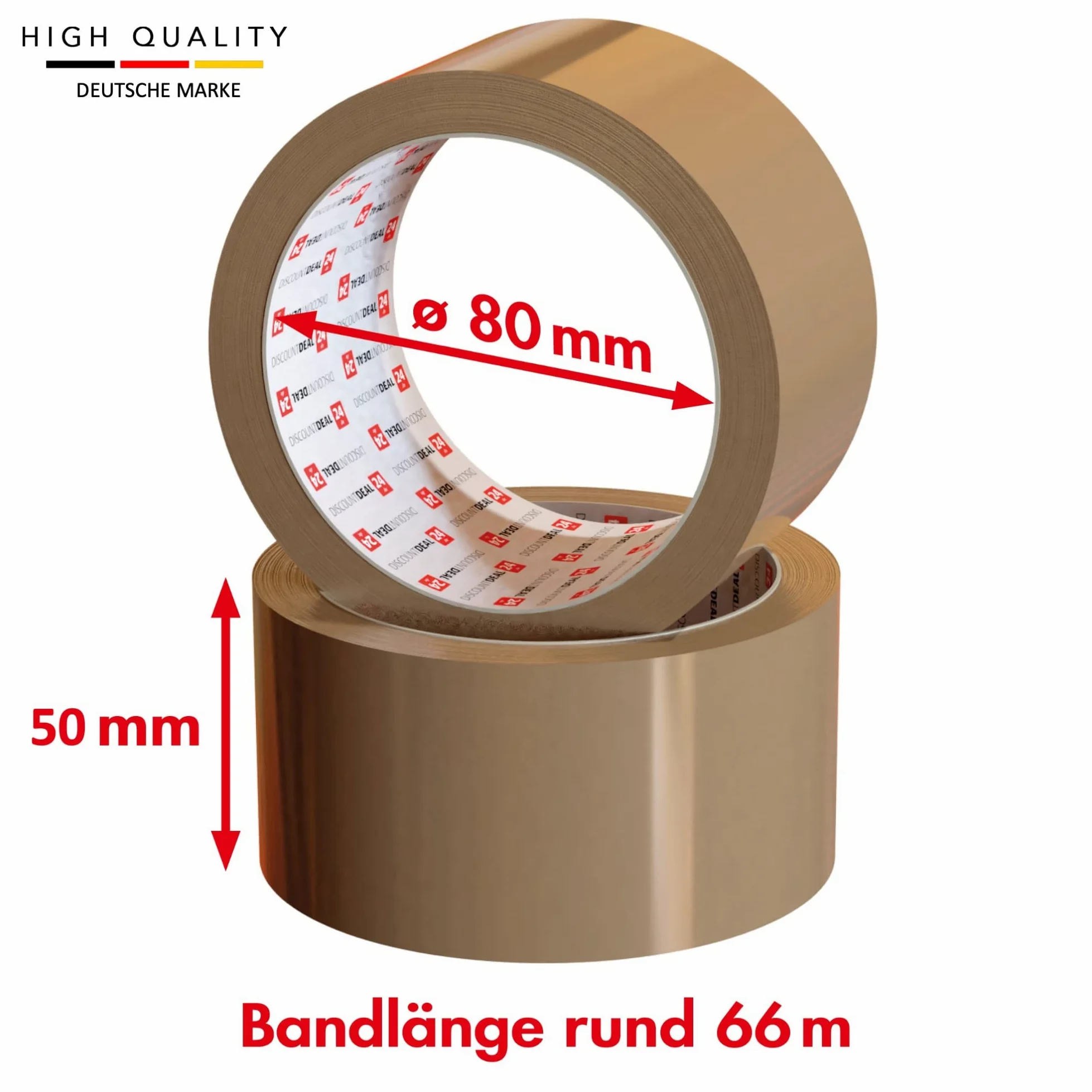 LILENO HOME Taśma klejąca brązowa 50 mm x 66 m [72 rolki] cicho rozwija się – taśma klejąca do pakowania w kolorze brązowym – szeroka taśma do pakowania w zestawie – brązowa taśma do pakowania w