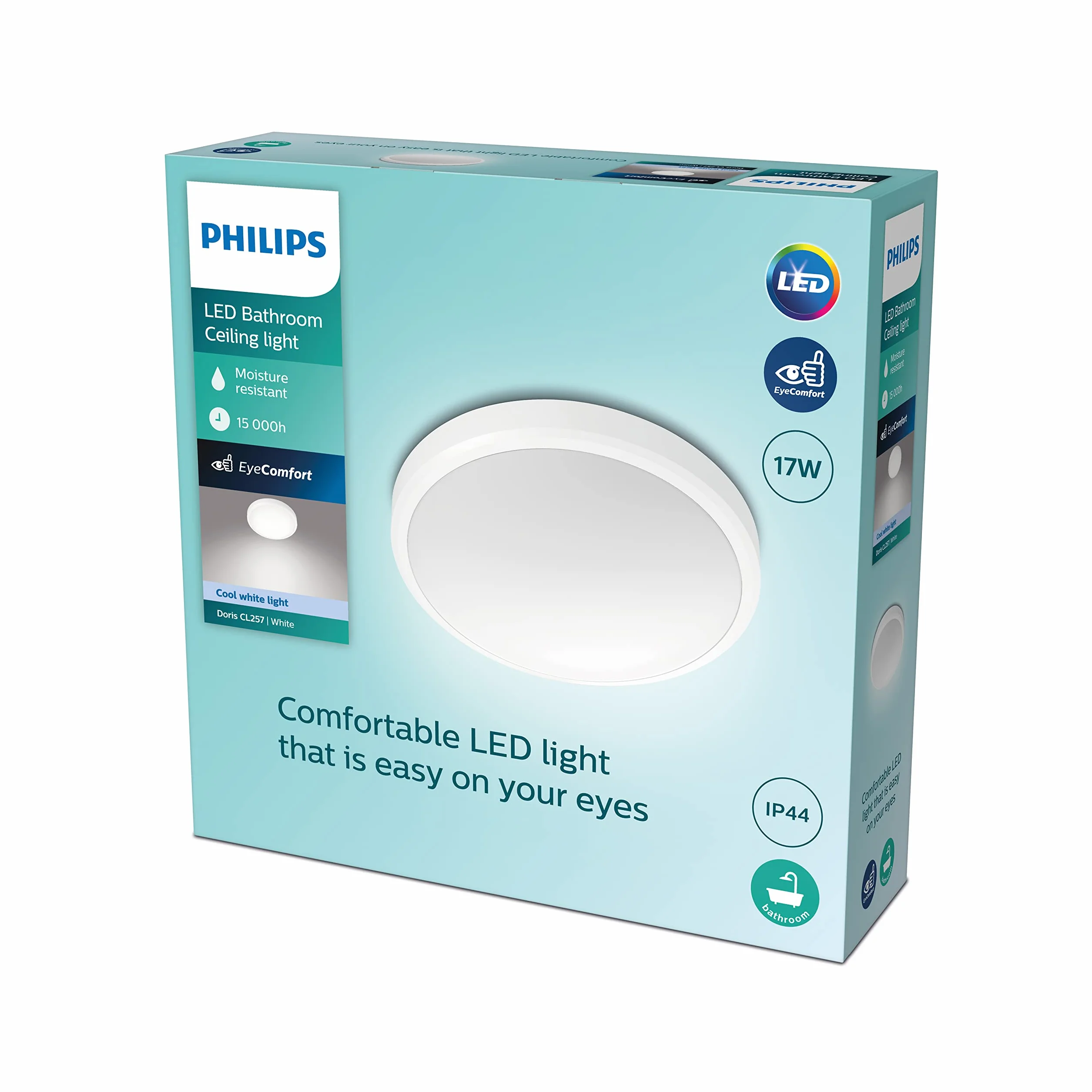 Philips Doris, 17W, 4000K, IP44, biały
