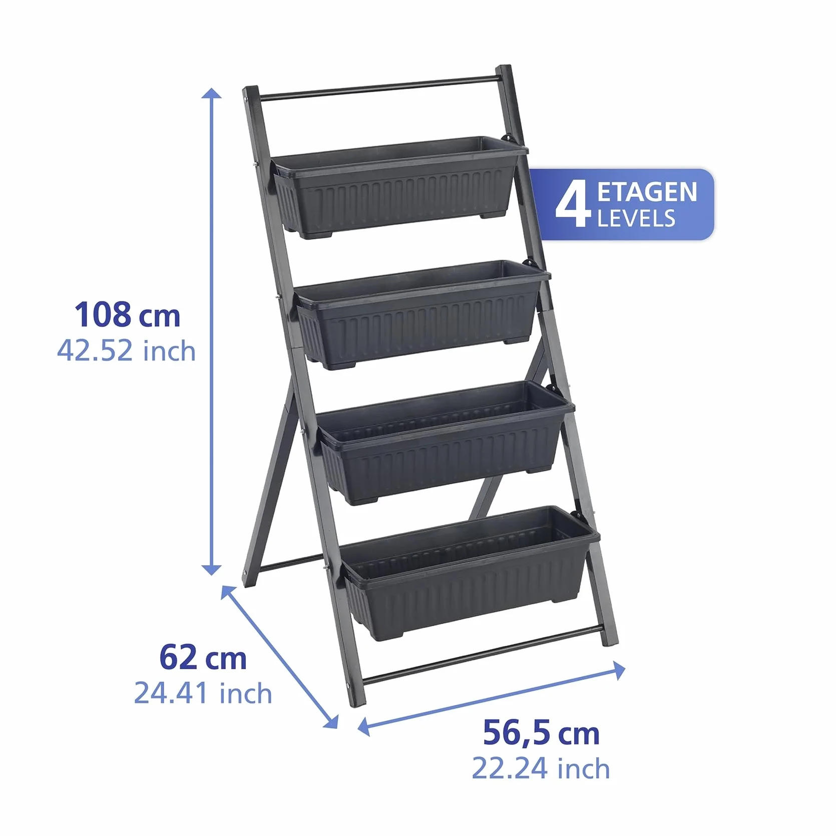 Maximex Pionowa podwyższona grządka 4 poziomy regulowany kąt nachylenia 56,5 x 108 x 62 cm