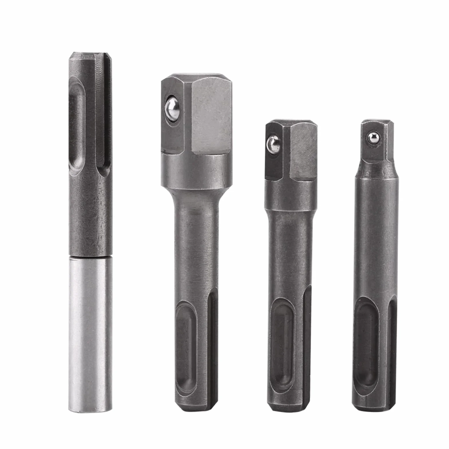 4 szt. Adapter gniazda wiertarskiego, adapter gniazda sześciokątnego SDS Plus Shank-1/4in i adapter wiertła kwadratowego 1/4 cala 3/8 cala 1/2 cala, adapter SDS do wiertarek
