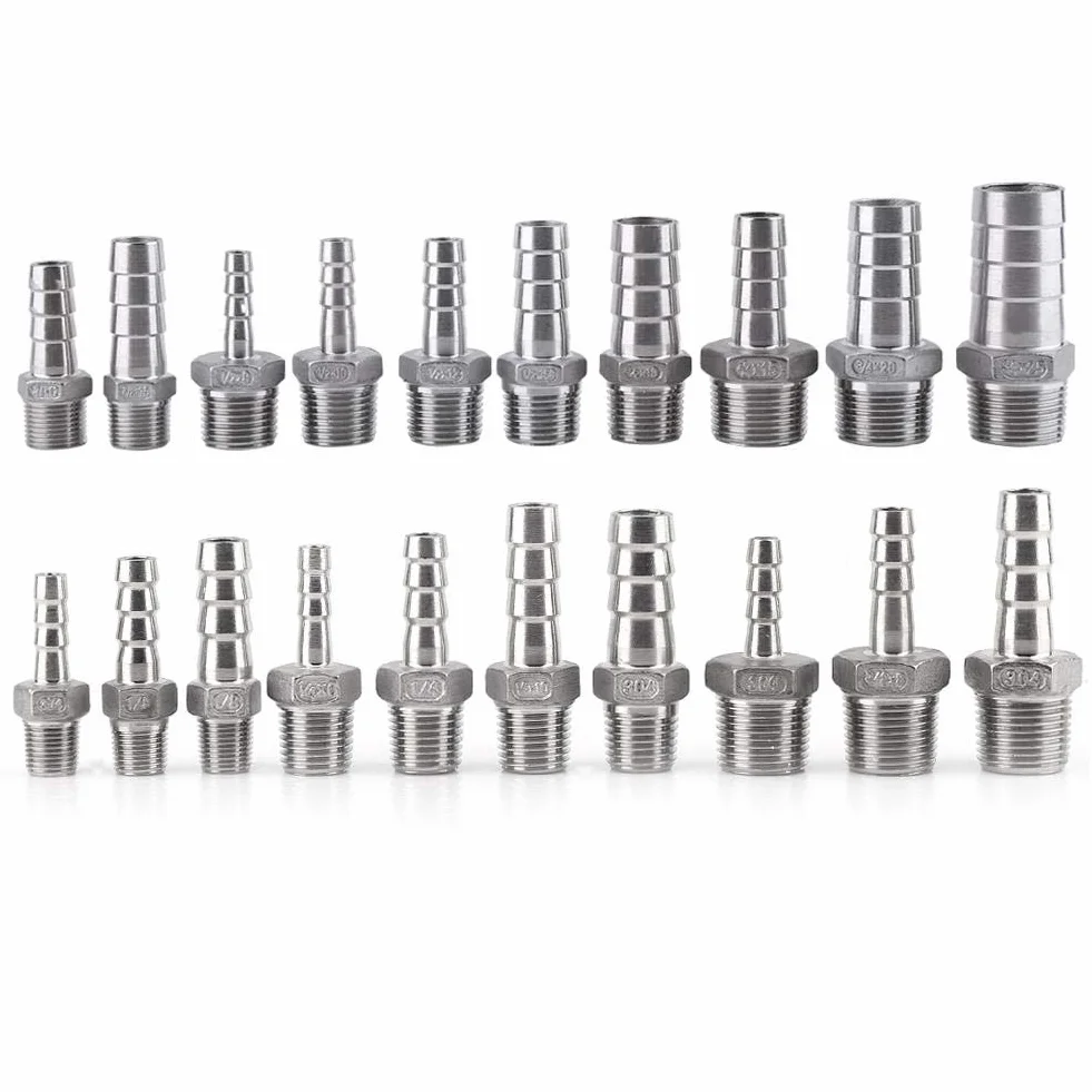 1 x Verbindungsstùck fùr Schlauch, Barbel-Schlauch, Adapter, Schwanz, aus Edelstahl, SS304, 1/8 Zoll ~ 3/4 Zoll (1/2 x 10 mm)