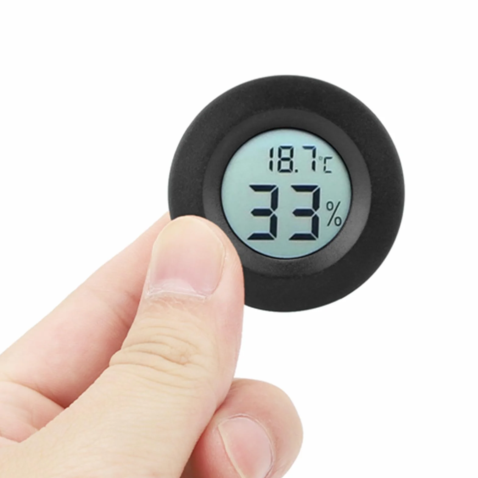Cyfrowy termometr LCD Higrometr wilgotności Temperatura Miernik wewnętrzny do szafek chłodniczych ABS 45x14 (Black)