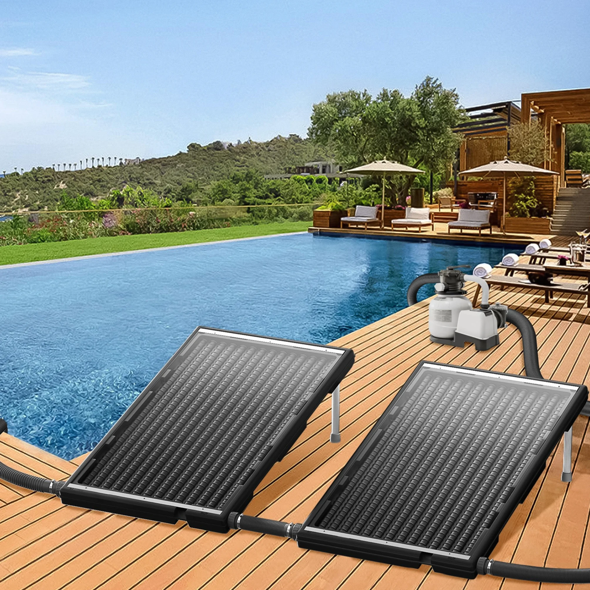 AufuN 2 zestawy ogrzewania basenu kolektor słoneczny 110 x 69 x 14 cm 10000 l/h mata solarna